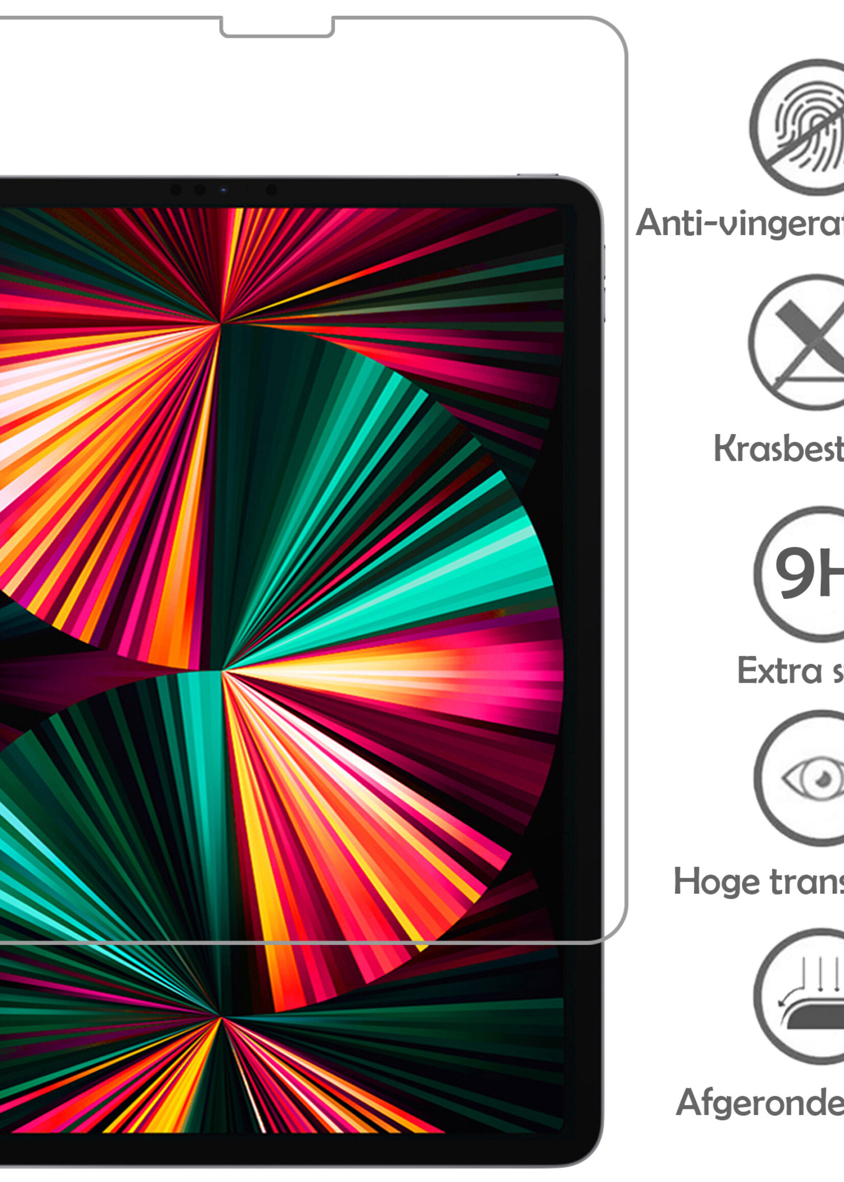 LUQ Hoes Geschikt voor iPad Pro 2021 (12,9 inch) Hoes Luxe Hoesje Case Met Uitsparing Geschikt voor Apple Pencil Met Screenprotector - Hoesje Geschikt voor iPad Pro 12,9 inch (2021) Hoes Cover - Zwart