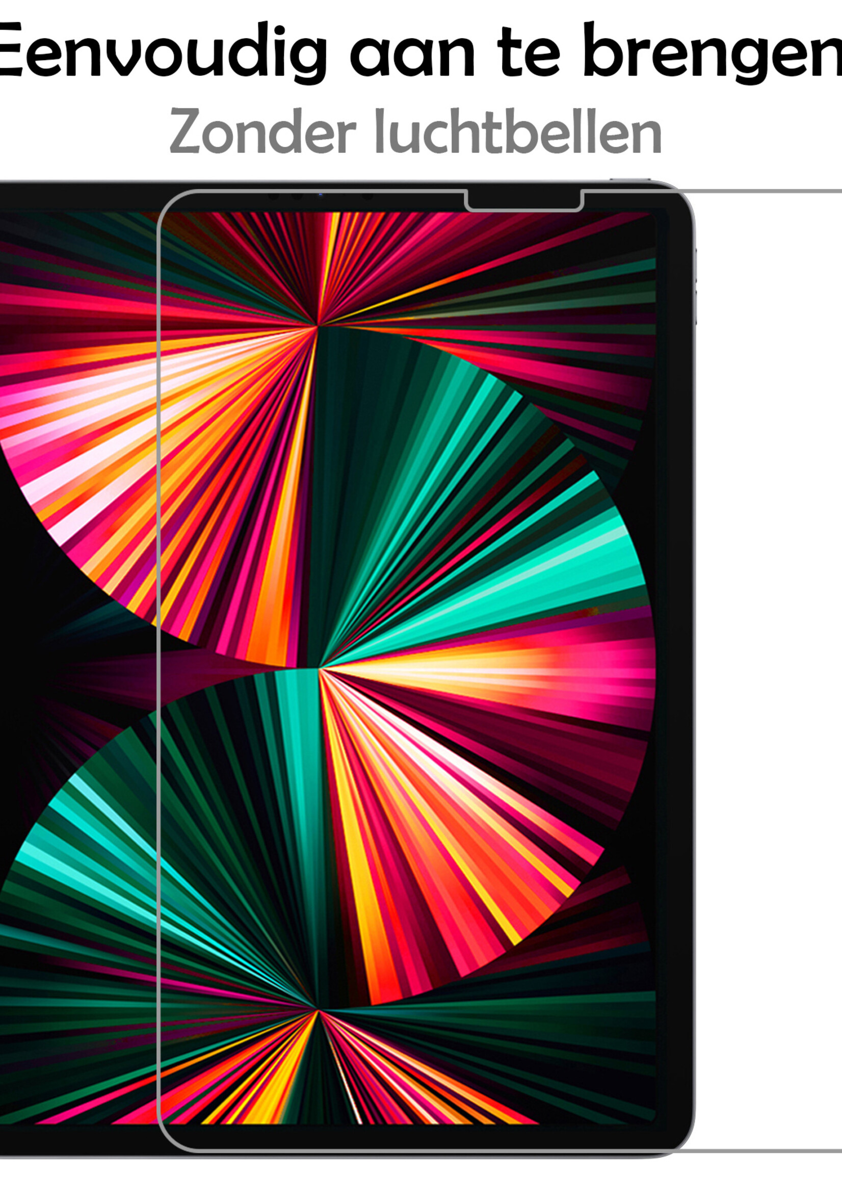 LUQ Hoes Geschikt voor iPad Pro 2021 (12,9 inch) Hoes Luxe Hoesje Case Met Uitsparing Geschikt voor Apple Pencil Met Screenprotector - Hoesje Geschikt voor iPad Pro 12,9 inch (2021) Hoes Cover - Zwart