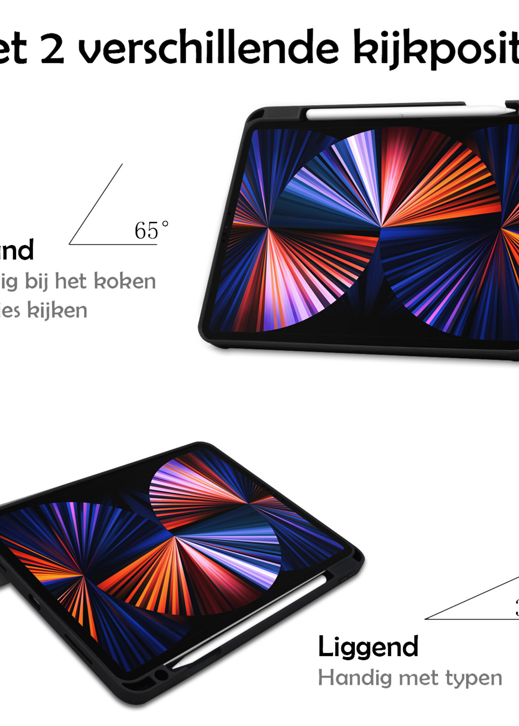 LUQ Hoes Geschikt voor iPad Pro 2021 (11 inch) Hoes Luxe Hoesje Case Met Uitsparing Geschikt voor Apple Pencil - Hoesje Geschikt voor iPad Pro 11 inch (2021) Hoes Cover - Zwart