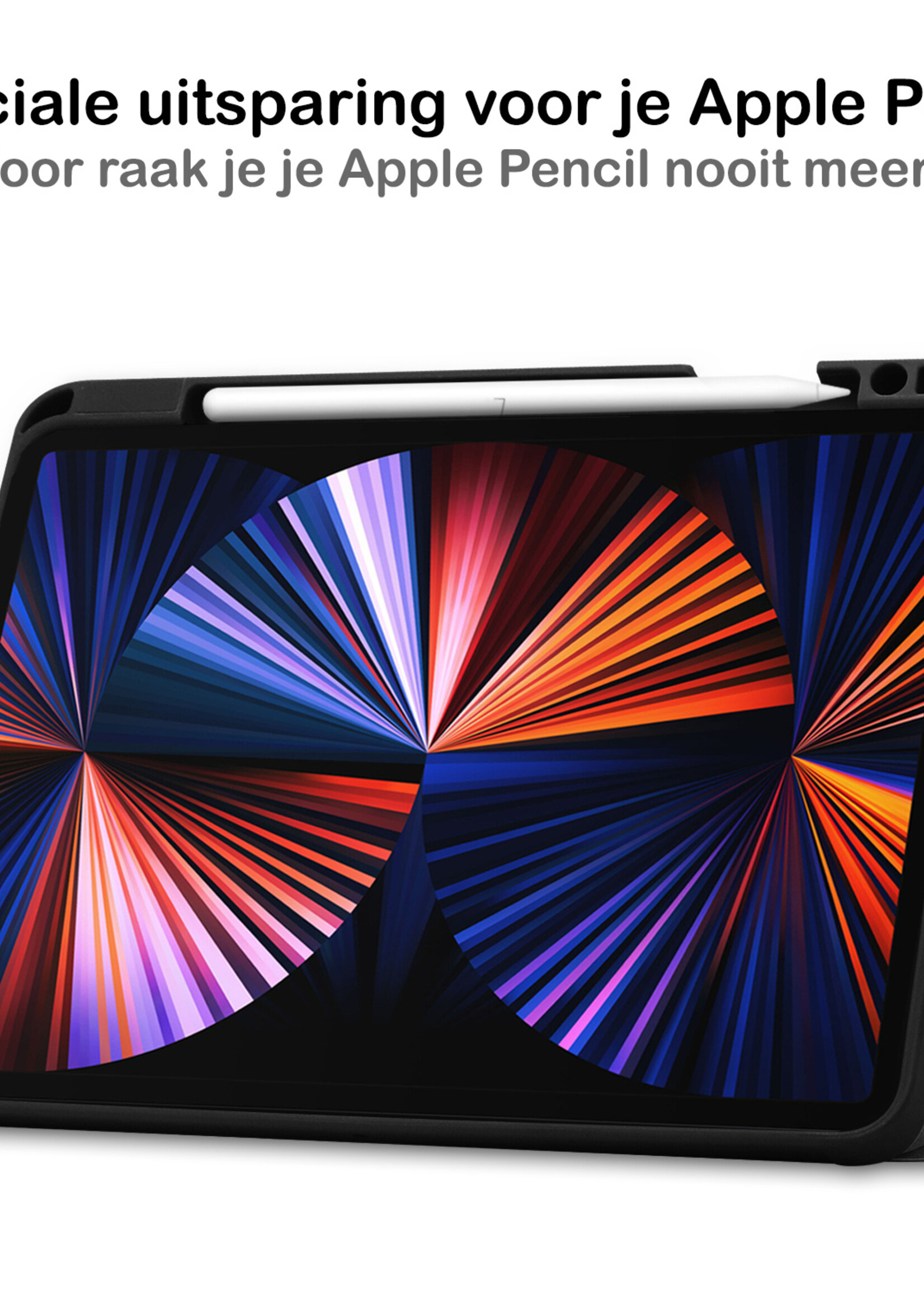 LUQ Hoes Geschikt voor iPad Pro 2021 (11 inch) Hoes Luxe Hoesje Case Met Uitsparing Geschikt voor Apple Pencil - Hoesje Geschikt voor iPad Pro 11 inch (2021) Hoes Cover - Zwart