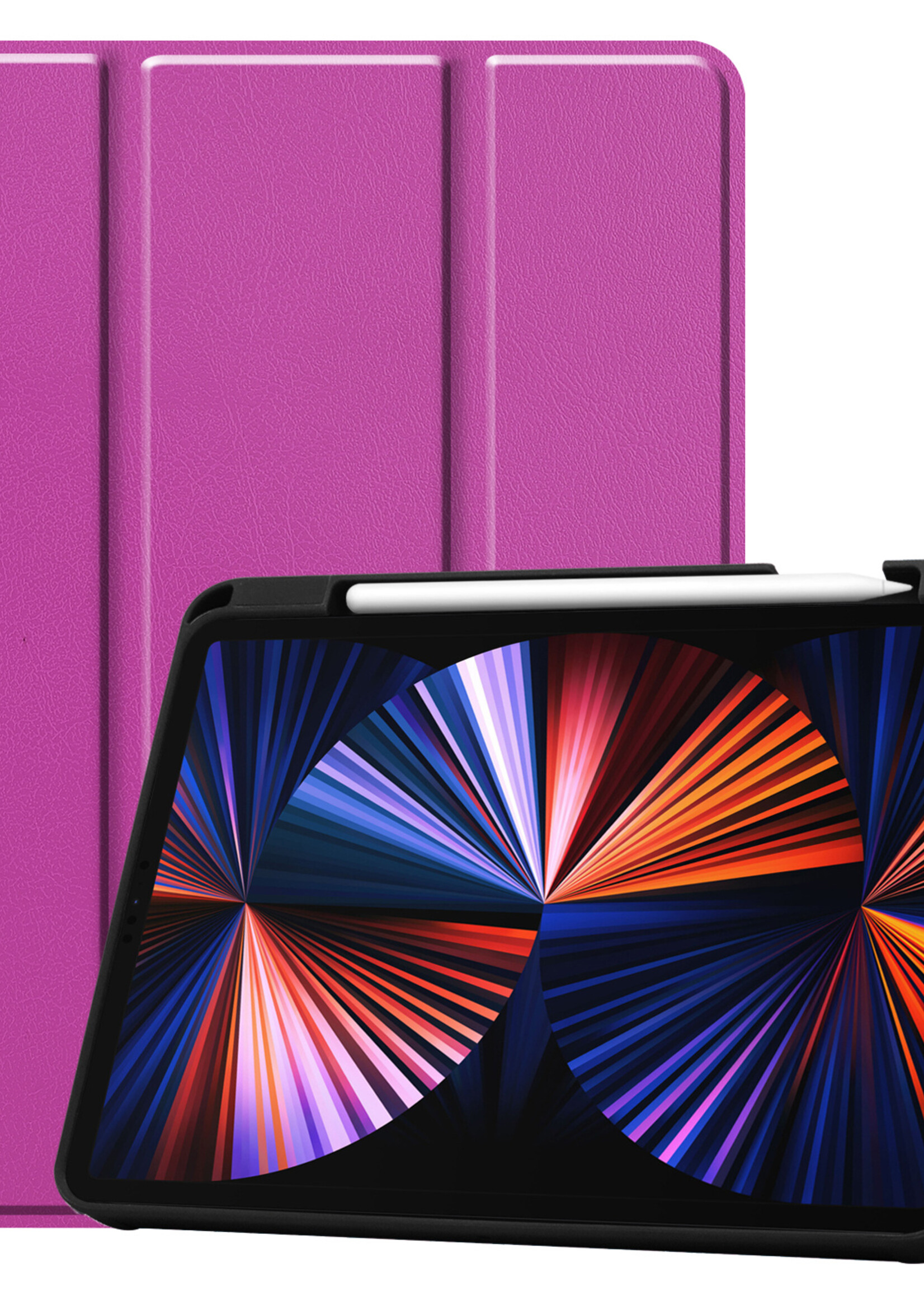 LUQ Hoes Geschikt voor iPad Pro 2021 (11 inch) Hoes Luxe Hoesje Case Met Uitsparing Geschikt voor Apple Pencil - Hoesje Geschikt voor iPad Pro 11 inch (2021) Hoes Cover - Paars