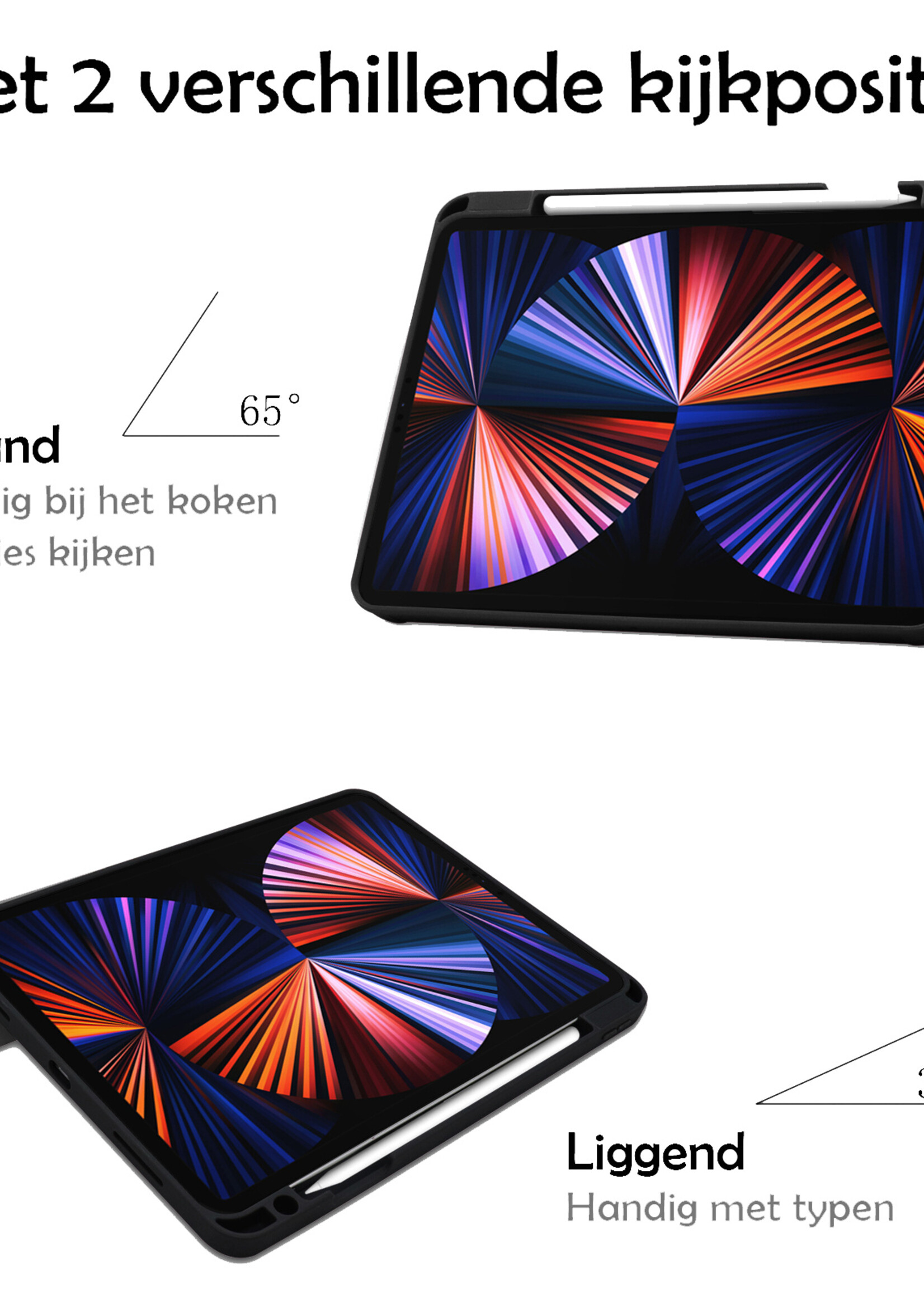 LUQ Hoes Geschikt voor iPad Pro 2021 (11 inch) Hoes Luxe Hoesje Case Met Uitsparing Geschikt voor Apple Pencil - Hoesje Geschikt voor iPad Pro 11 inch (2021) Hoes Cover - Paars