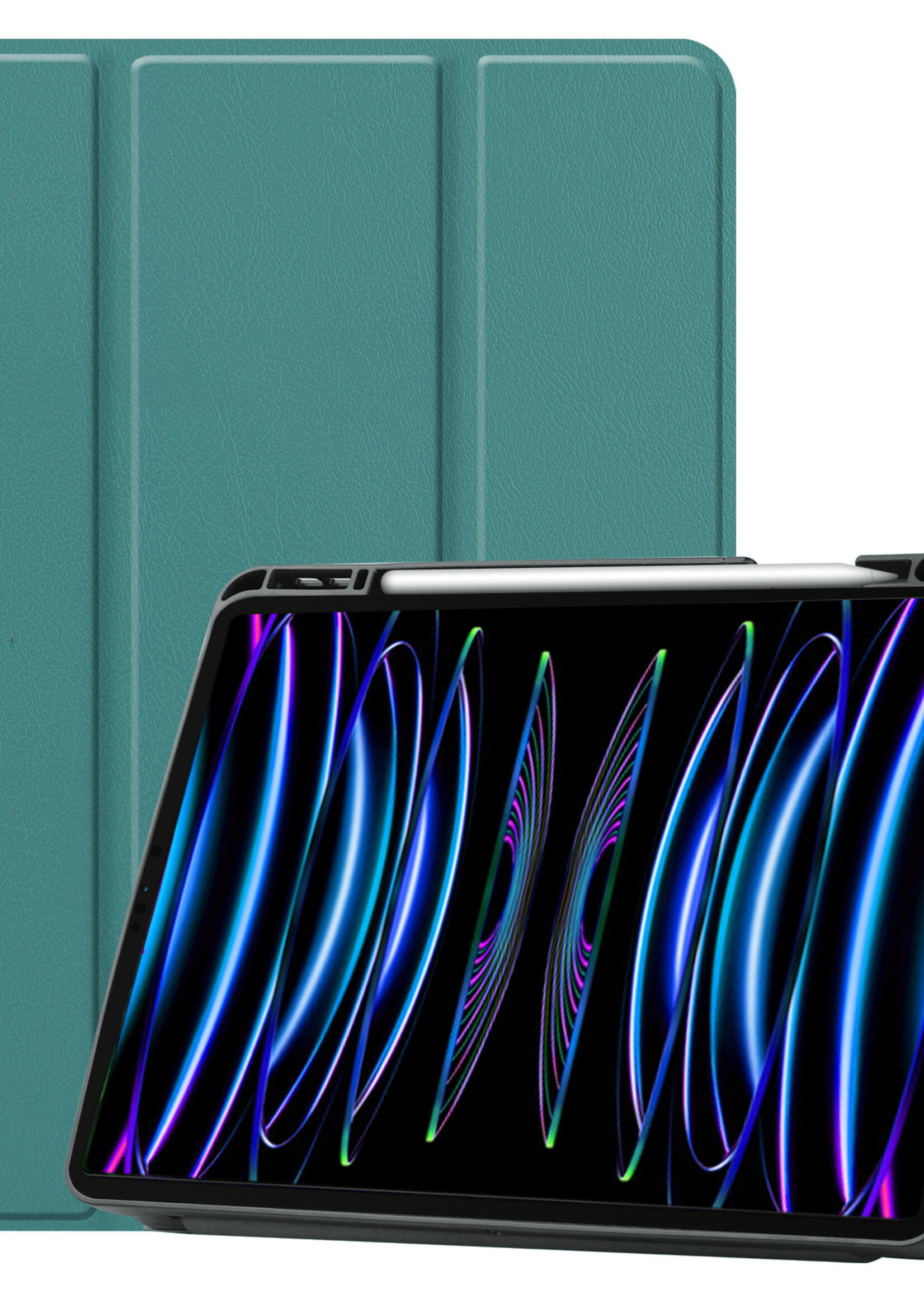 LUQ LUQ iPad Pro 11 inch (2022) Hoesje Met Apple Pencilhouder - Donkergroen