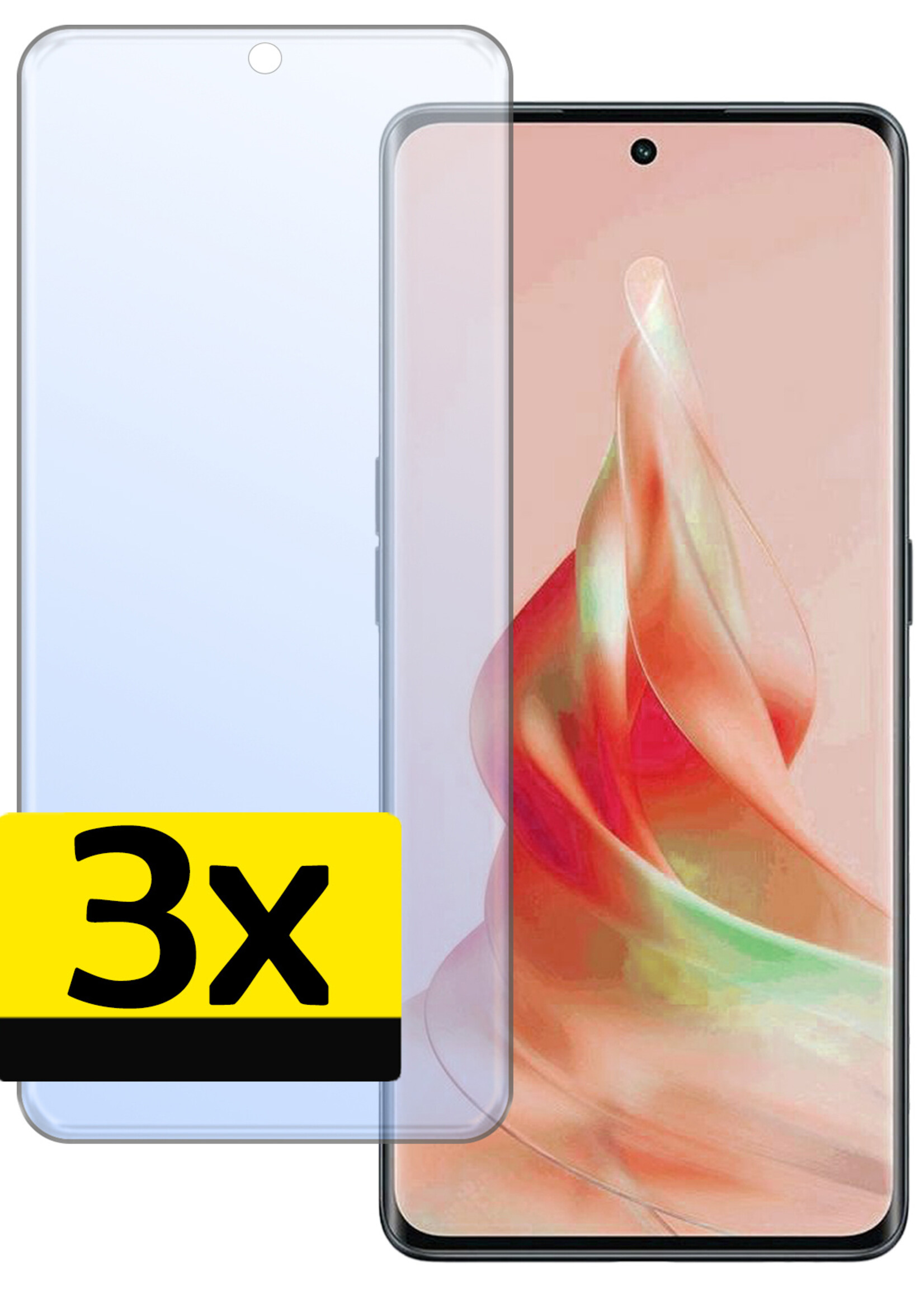 LUQ Screenprotector Geschikt voor OPPO Reno 8T 4G Screenprotector Beschermglas Gehard Glas - Screenprotector Geschikt voor OPPO Reno 8T 4G Screenprotector Glas - 3 Stuks