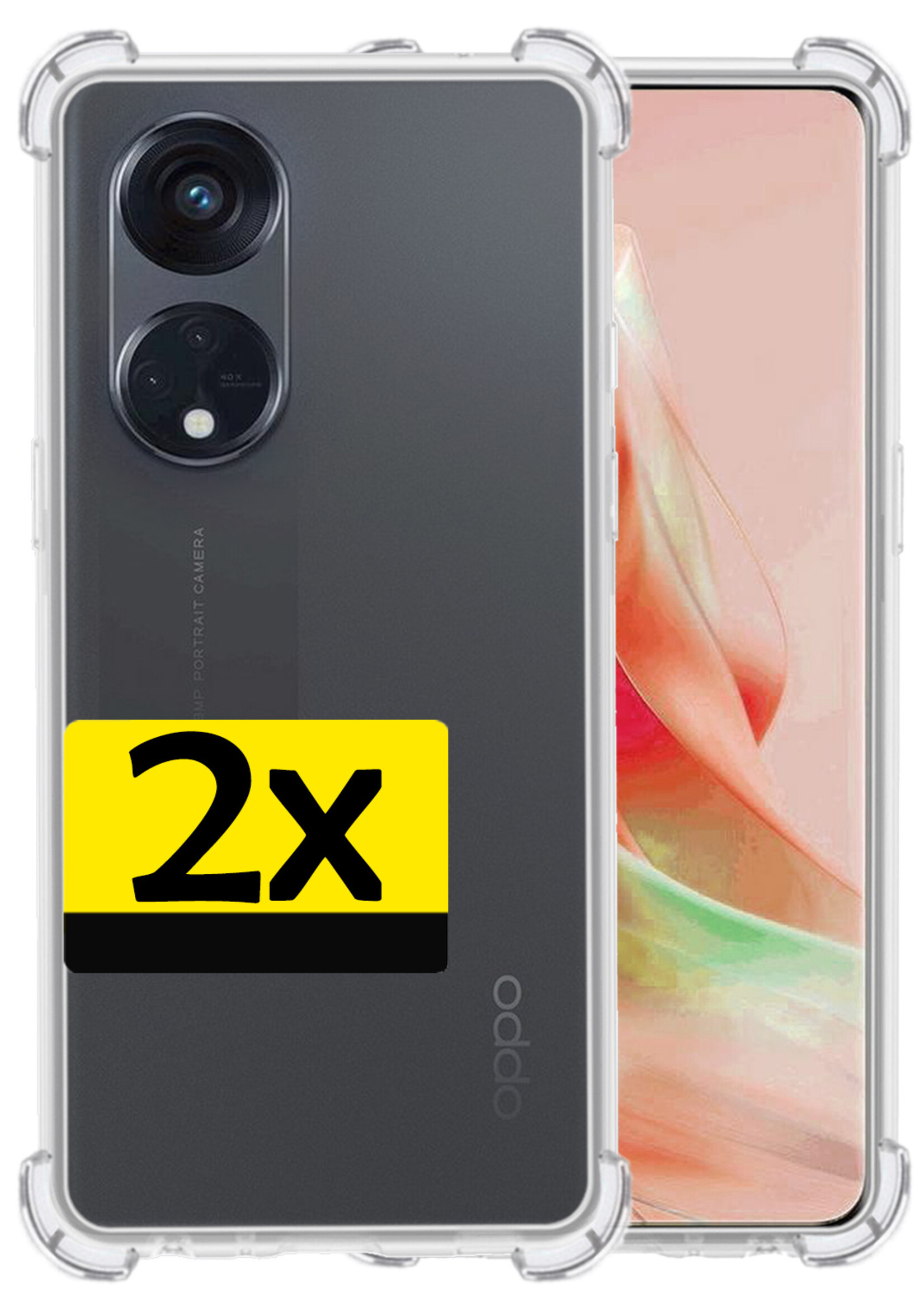 LUQ Hoesje Geschikt voor OPPO Reno 8T 4G Hoesje Shockproof Case Siliconen - Hoes Geschikt voor OPPO Reno 8T 4G Hoes Cover Siliconen - Transparant - 2 Stuks