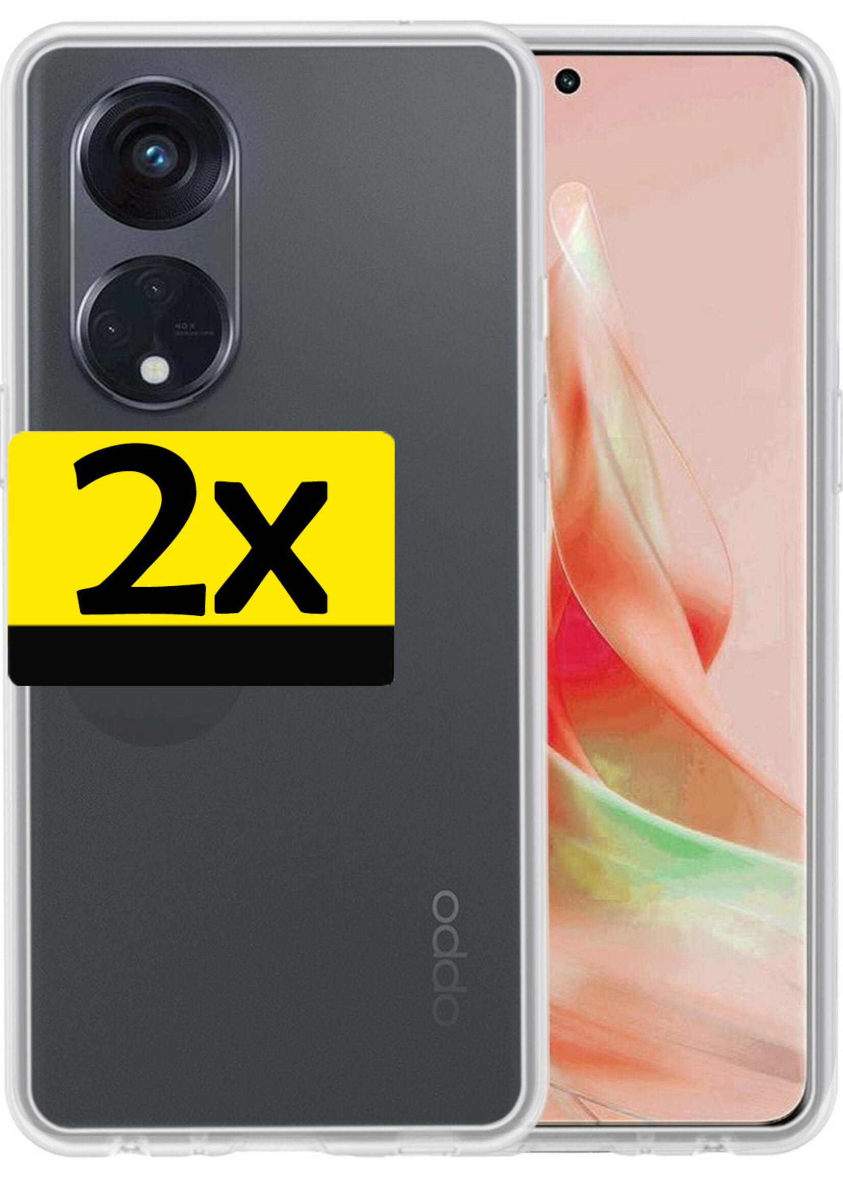LUQ Hoesje Geschikt voor OPPO Reno 8T 4G Hoesje Siliconen Case - Hoes Geschikt voor OPPO Reno 8T 4G Hoes Siliconen - Transparant - 2 Stuks