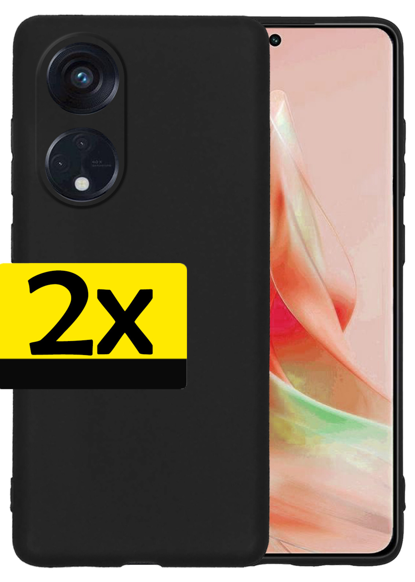 LUQ Hoesje Geschikt voor OPPO Reno 8T 4G Hoesje Siliconen Case - Hoes Geschikt voor OPPO Reno 8T 4G Hoes Siliconen - Zwart - 2 Stuks
