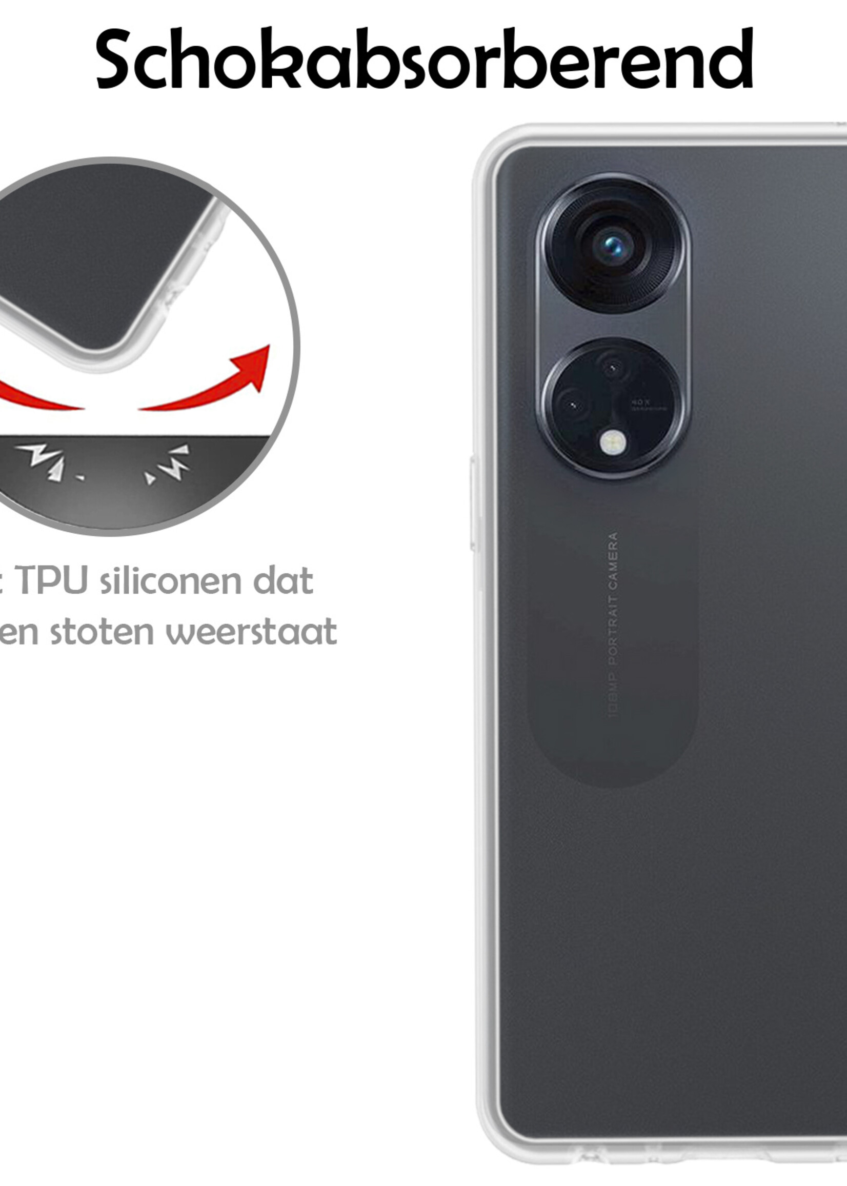 LUQ Hoesje Geschikt voor OPPO Reno 8T 4G Hoesje Siliconen Case Met Screenprotector - Hoes Geschikt voor OPPO Reno 8T 4G Hoes Siliconen - Transparant