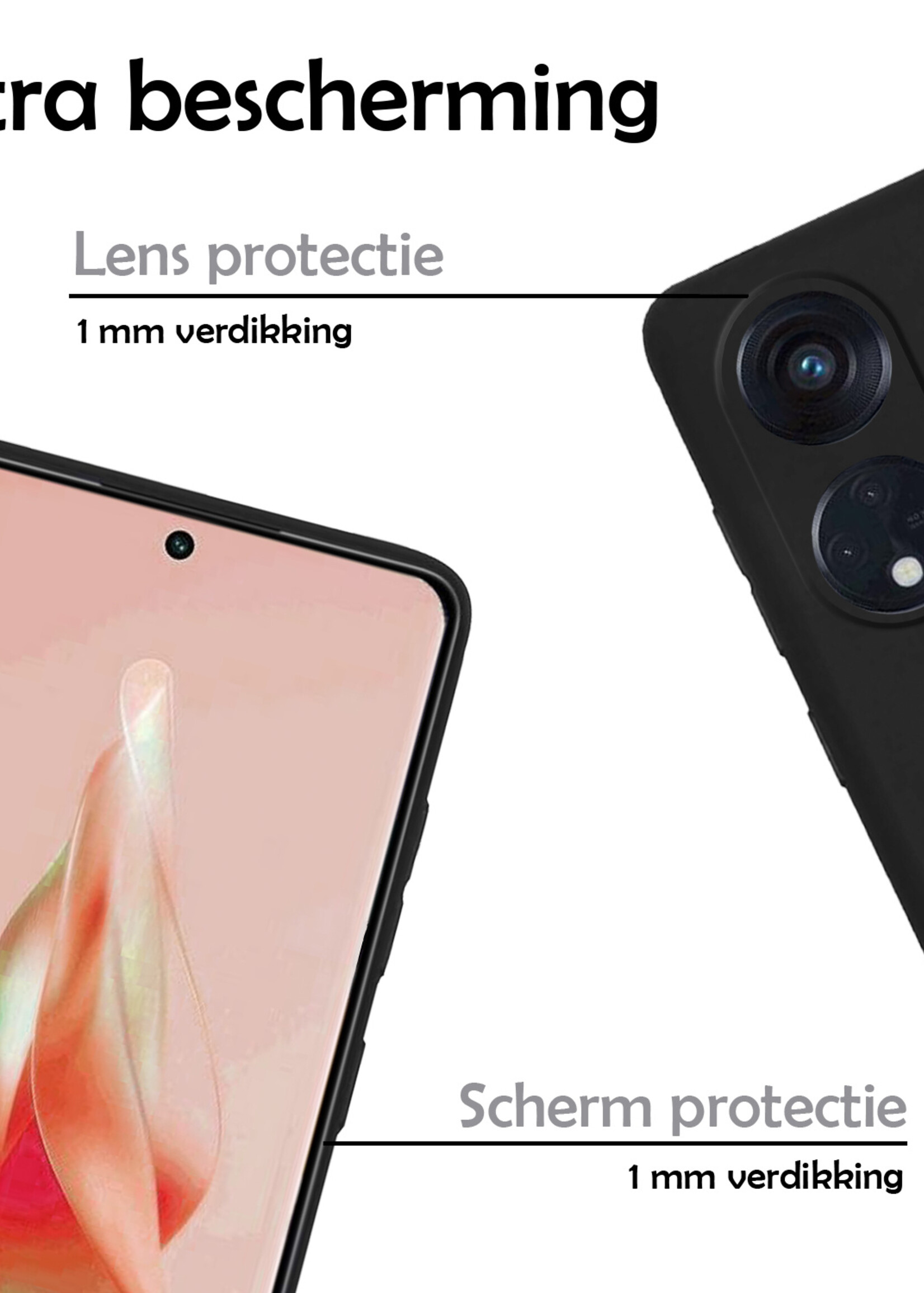 LUQ Hoesje Geschikt voor OPPO Reno 8T 4G Hoesje Siliconen Case Met Screenprotector - Hoes Geschikt voor OPPO Reno 8T 4G Hoes Siliconen - Zwart