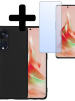LUQ LUQ Oppo Reno 8T 4G Hoesje Siliconen Met Screenprotector - Zwart
