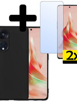 LUQ LUQ Oppo Reno 8T 4G Hoesje Siliconen Met 2x Screenprotector - Zwart