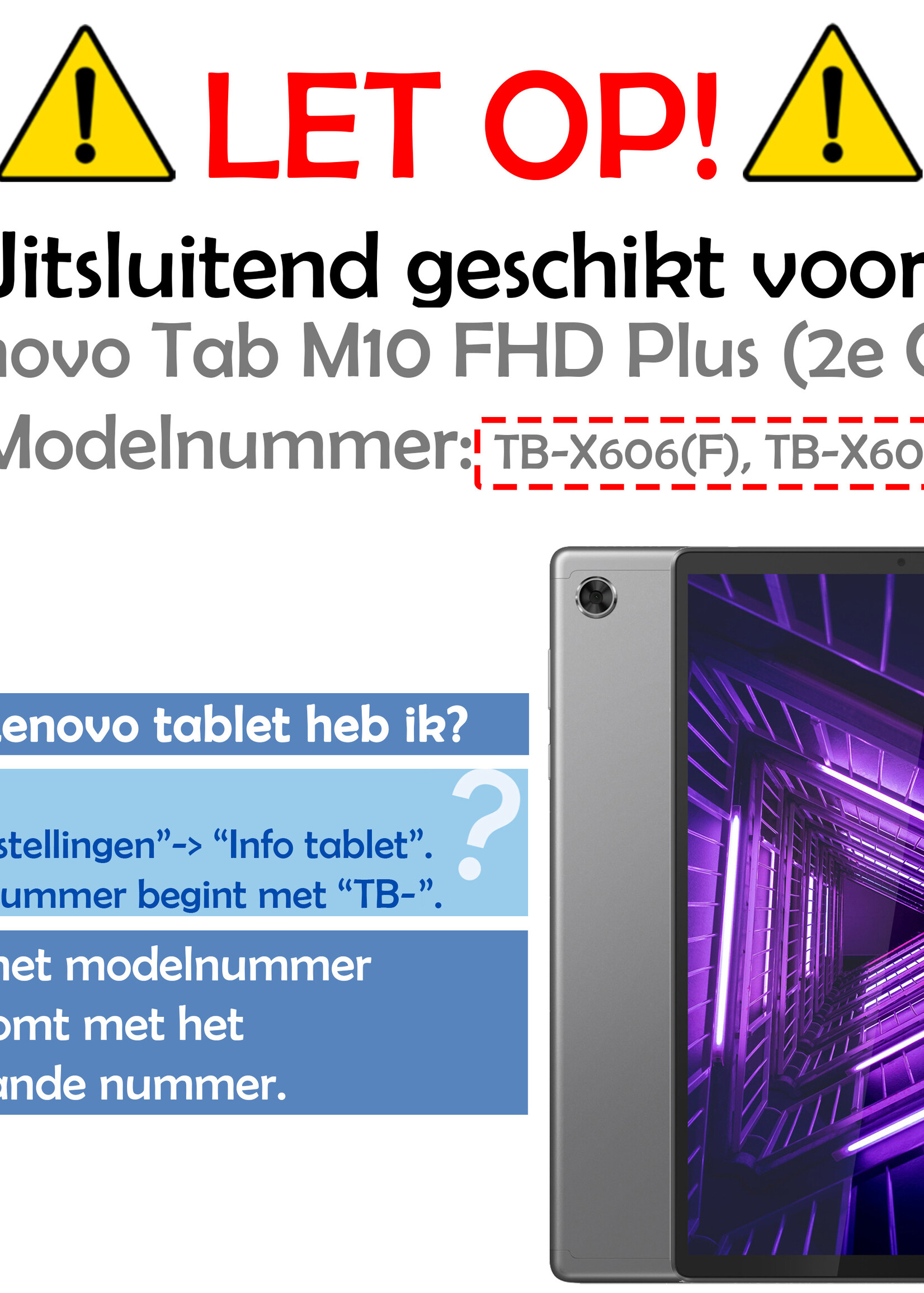 LUQ Hoes Geschikt voor Lenovo Tab M10 FHD Plus 2nd Gen Hoes Keyboard Cover Toetsenbord Hoesje - Hoesje Geschikt voor Lenovo Tab M10 FHD Plus (2e Gen) Toetsenbord Hoes - Zwart