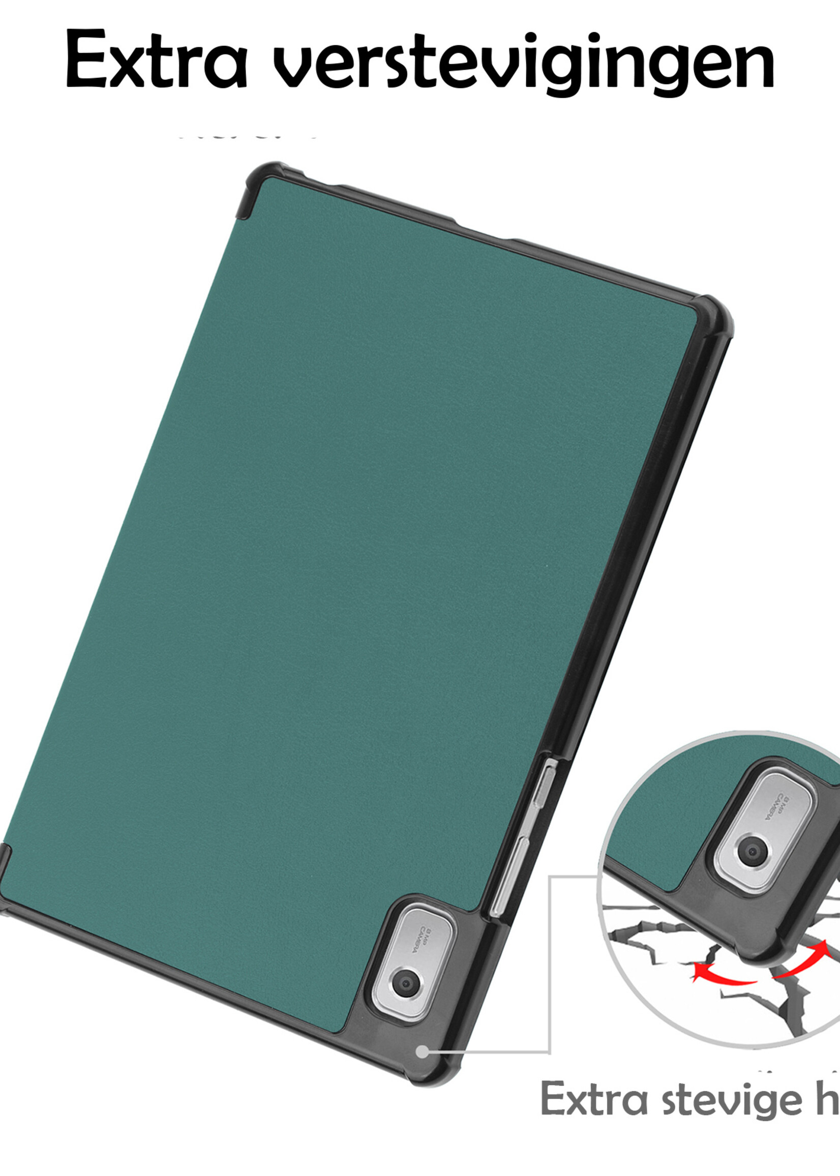 LUQ Hoes Geschikt voor Lenovo Tab M9 Hoes Luxe Hoesje Book Case - Hoesje Geschikt voor Lenovo Tab M9 Hoes Cover - Donkergroen