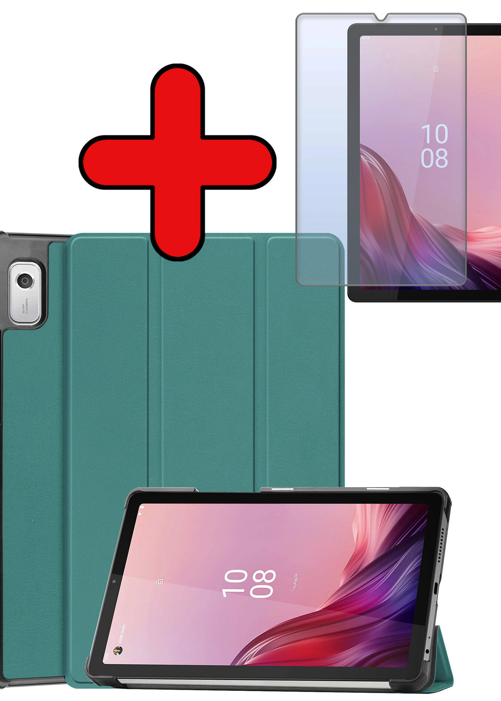 LUQ Hoes Geschikt voor Lenovo Tab M9 Hoes Luxe Hoesje Book Case Met Screenprotector - Hoesje Geschikt voor Lenovo Tab M9 Hoes Cover - Donkergroen