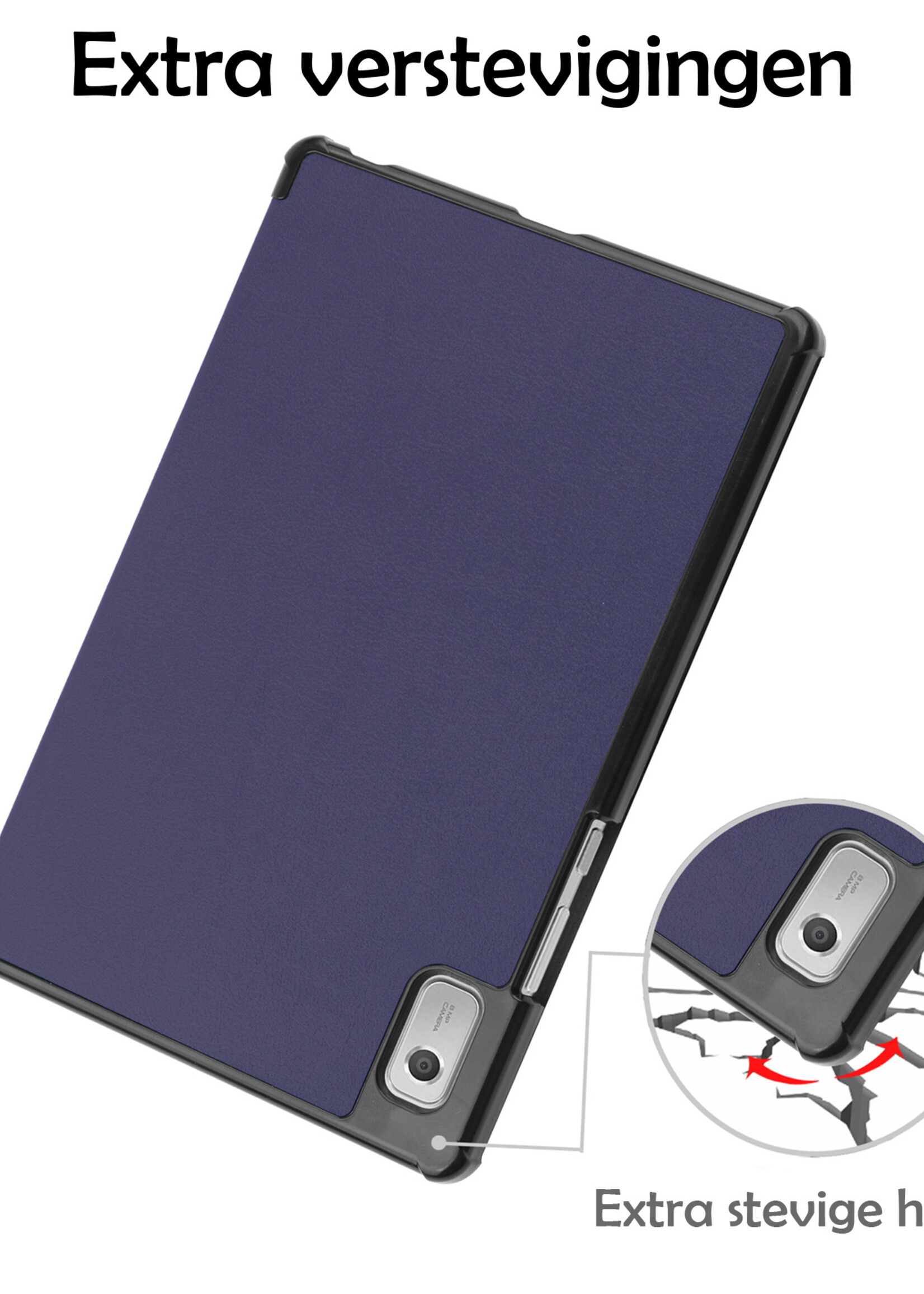 LUQ Hoes Geschikt voor Lenovo Tab M9 Hoes Luxe Hoesje Book Case Met Screenprotector - Hoesje Geschikt voor Lenovo Tab M9 Hoes Cover - Donkerblauw