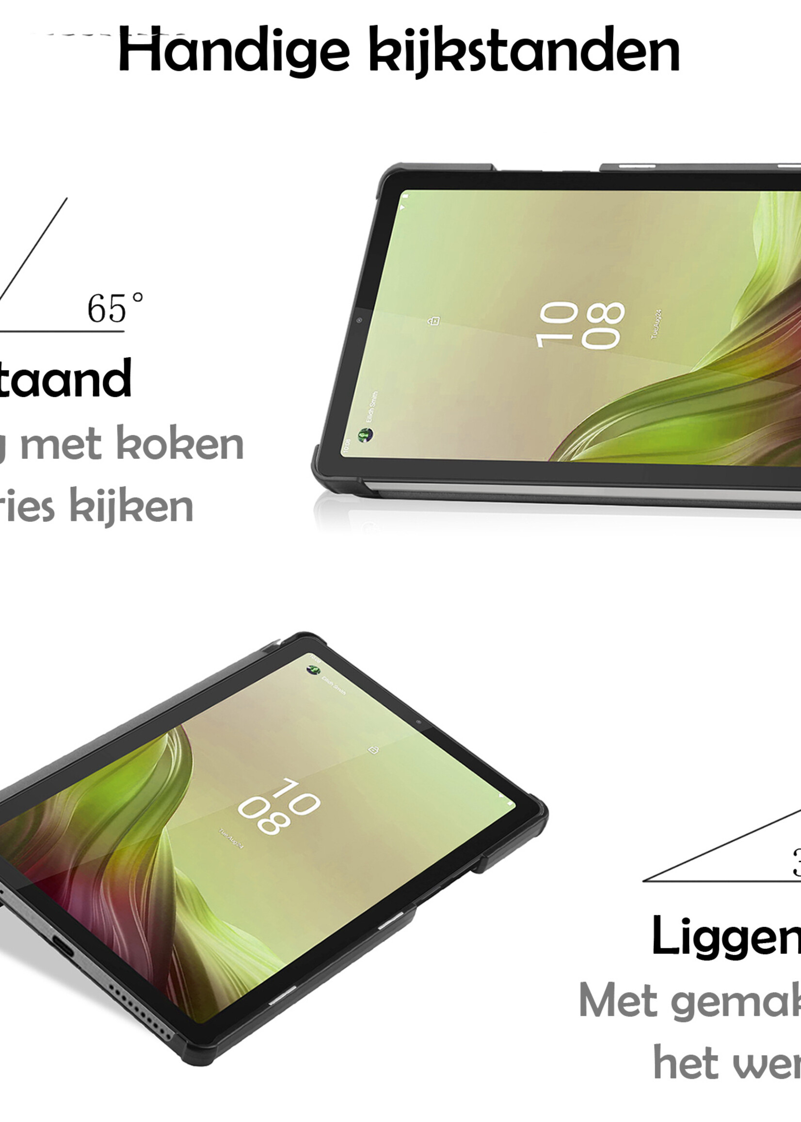 LUQ Hoes Geschikt voor Lenovo Tab M9 Hoes Luxe Hoesje Book Case Met Screenprotector - Hoesje Geschikt voor Lenovo Tab M9 Hoes Cover - Grijs