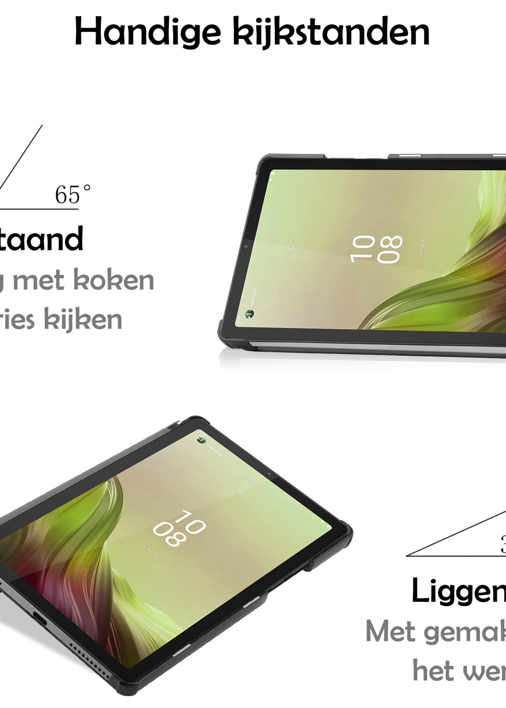 LUQ Hoes Geschikt voor Lenovo Tab M9 Hoes Luxe Hoesje Book Case Met Screenprotector - Hoesje Geschikt voor Lenovo Tab M9 Hoes Cover - Zwart