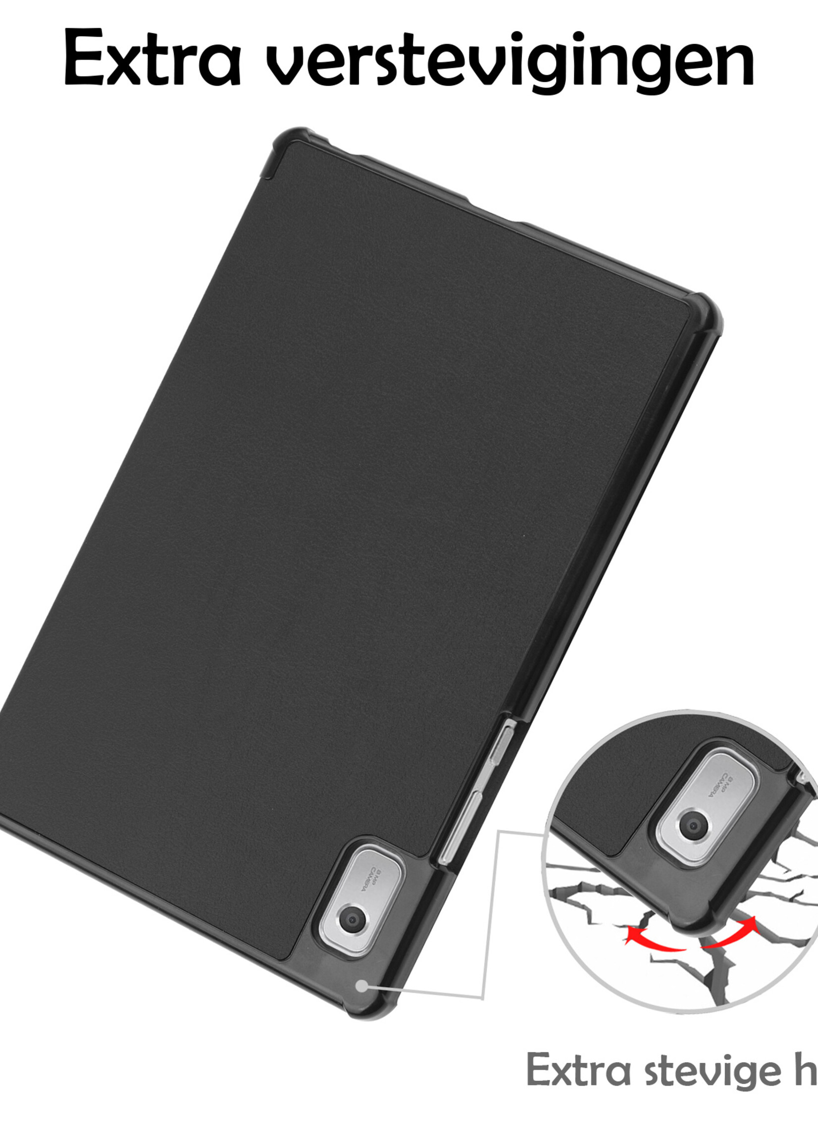 LUQ Hoes Geschikt voor Lenovo Tab M9 Hoes Luxe Hoesje Book Case Met Screenprotector - Hoesje Geschikt voor Lenovo Tab M9 Hoes Cover - Zwart