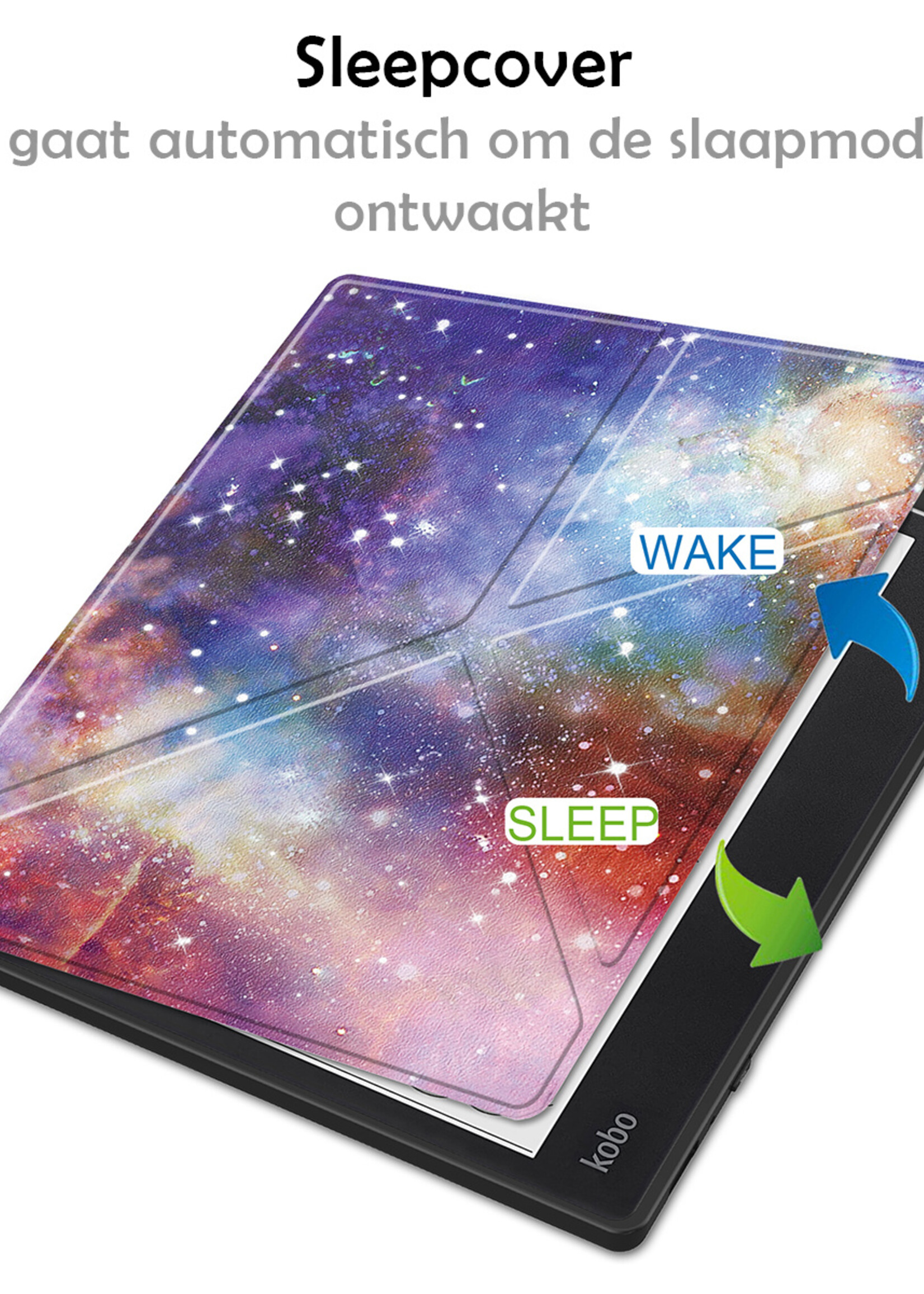 LUQ Hoesje Geschikt voor Kobo Elipsa 2E Hoes Bescherm Hoesje Case Luxe Sleep Cover - Galaxy
