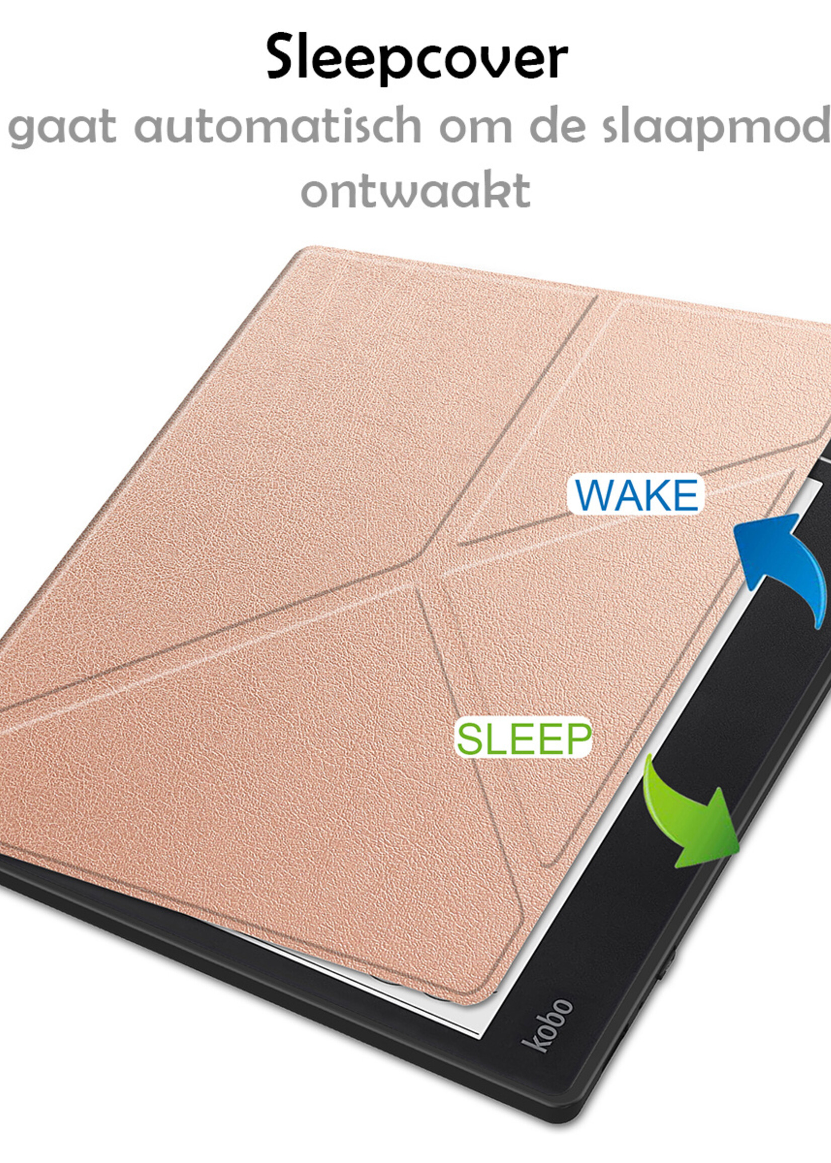 LUQ Hoesje Geschikt voor Kobo Elipsa 2E Hoes Bescherm Hoesje Case Luxe Sleep Cover - Rosé Goud
