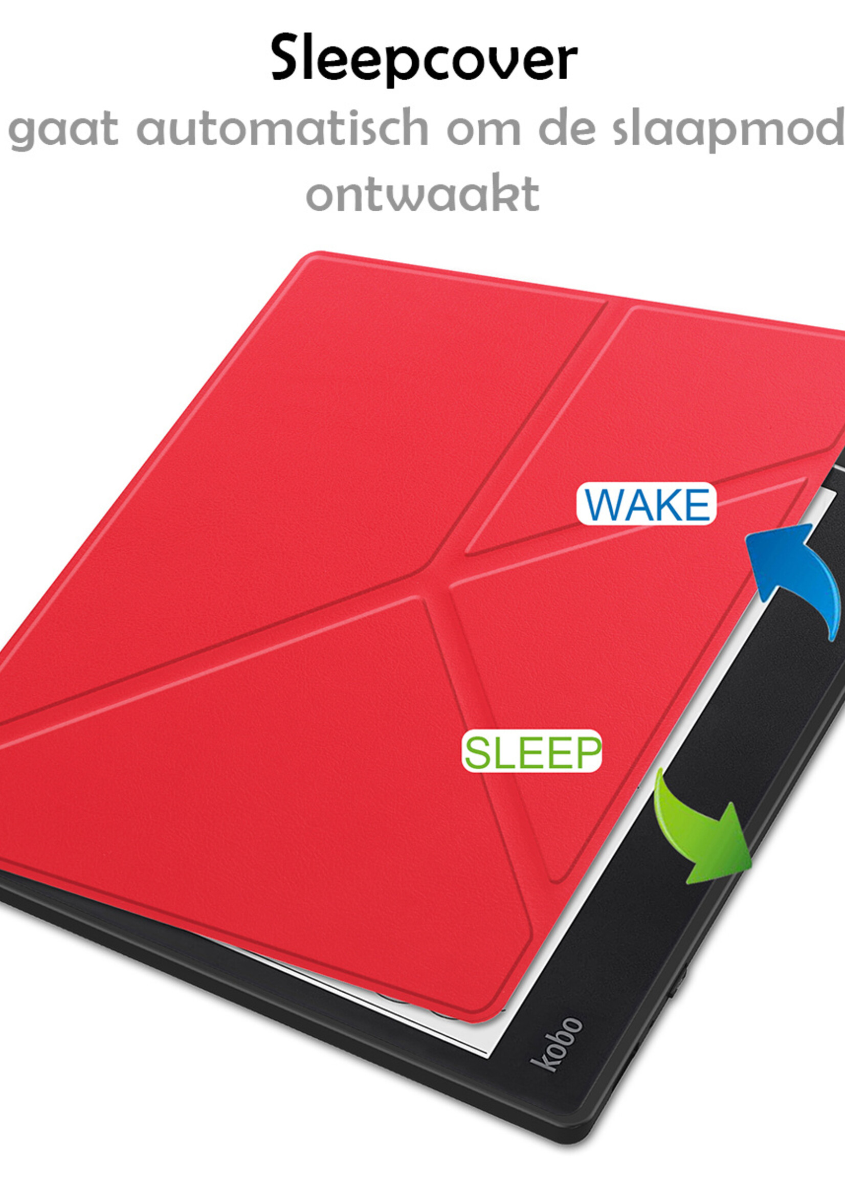 LUQ Hoesje Geschikt voor Kobo Elipsa 2E Hoes Bescherm Hoesje Case Luxe Sleep Cover - Rood