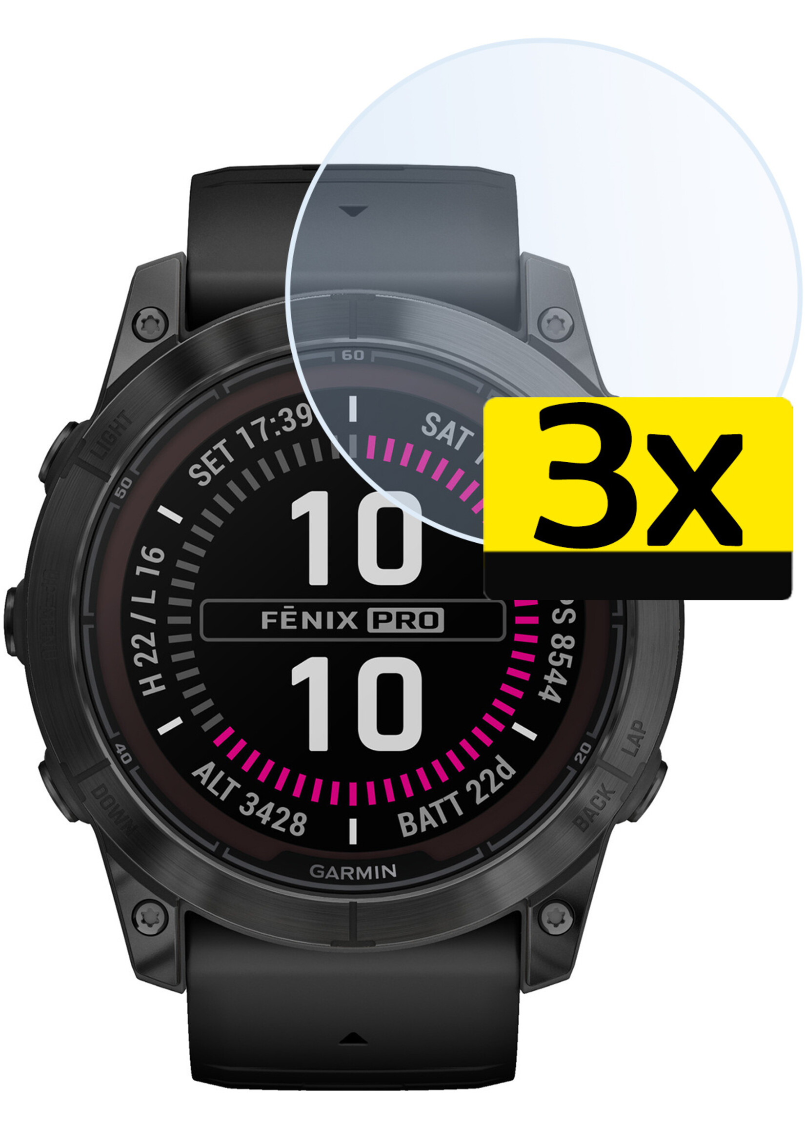 LUQ Screenprotector Geschikt voor Garmin Fenix 7 Pro Screenprotector Bescherm Glas Screen Protector - Screenprotector Geschikt voor Garmin Fenix 7 Pro Gehard Glas - 3 Stuks