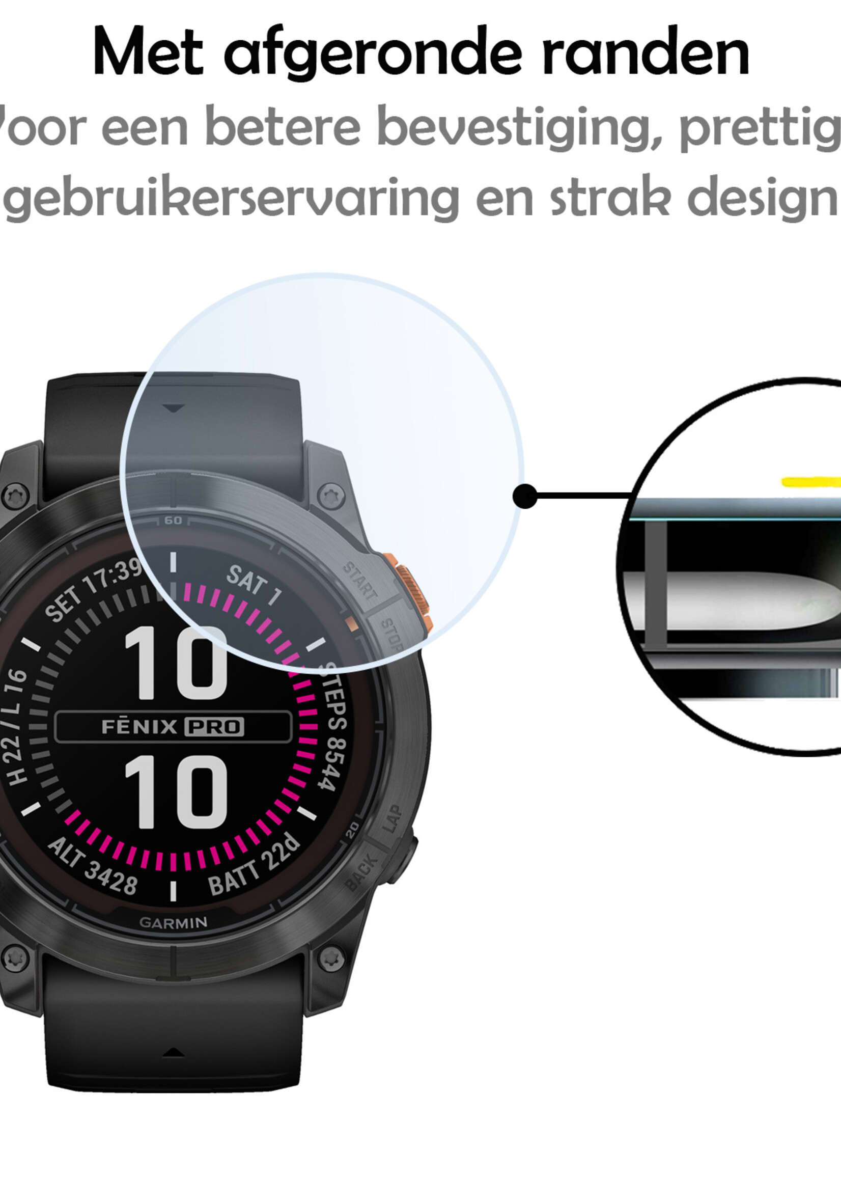 LUQ Screenprotector Geschikt voor Garmin Fenix 7 Pro Screenprotector Bescherm Glas Screen Protector - Screenprotector Geschikt voor Garmin Fenix 7 Pro Gehard Glas - 3 Stuks