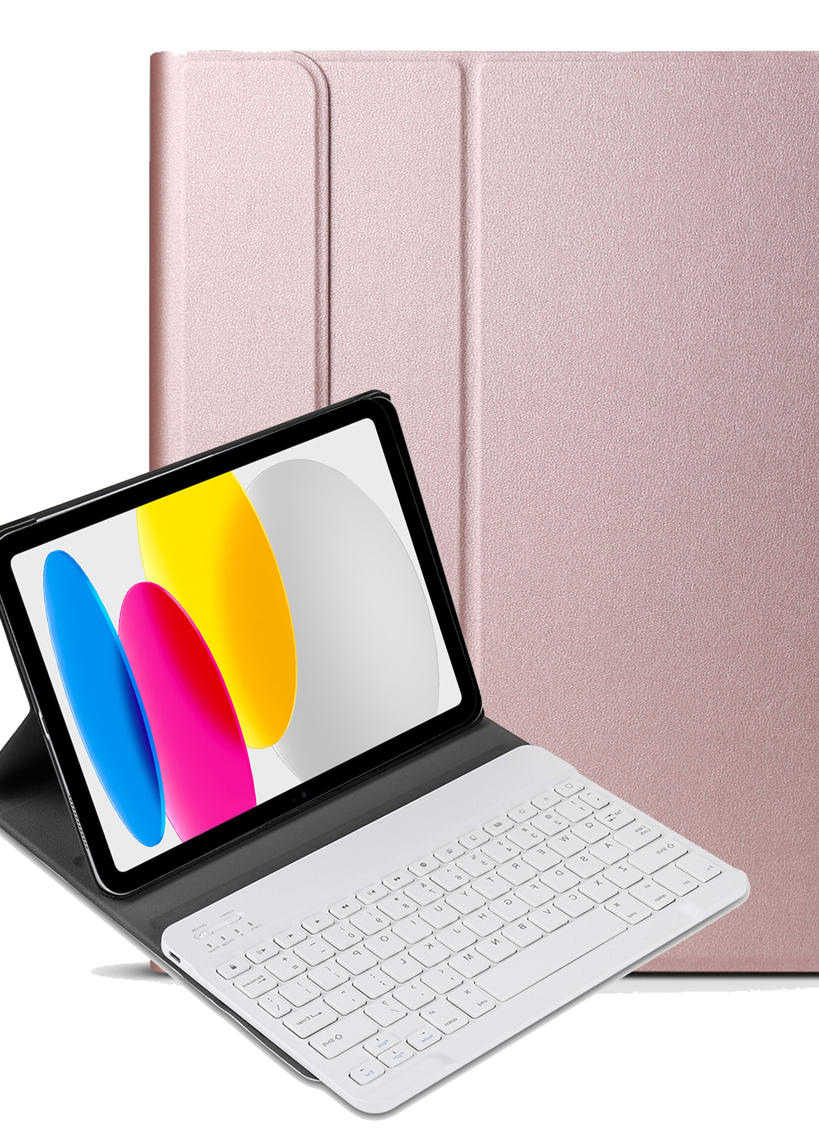 LUQ Hoes Geschikt voor iPad 2022 Hoes Keyboard Cover Toetsenbord Hoesje - Hoesje Geschikt voor iPad 10 Toetsenbord Hoes - Rosé goud