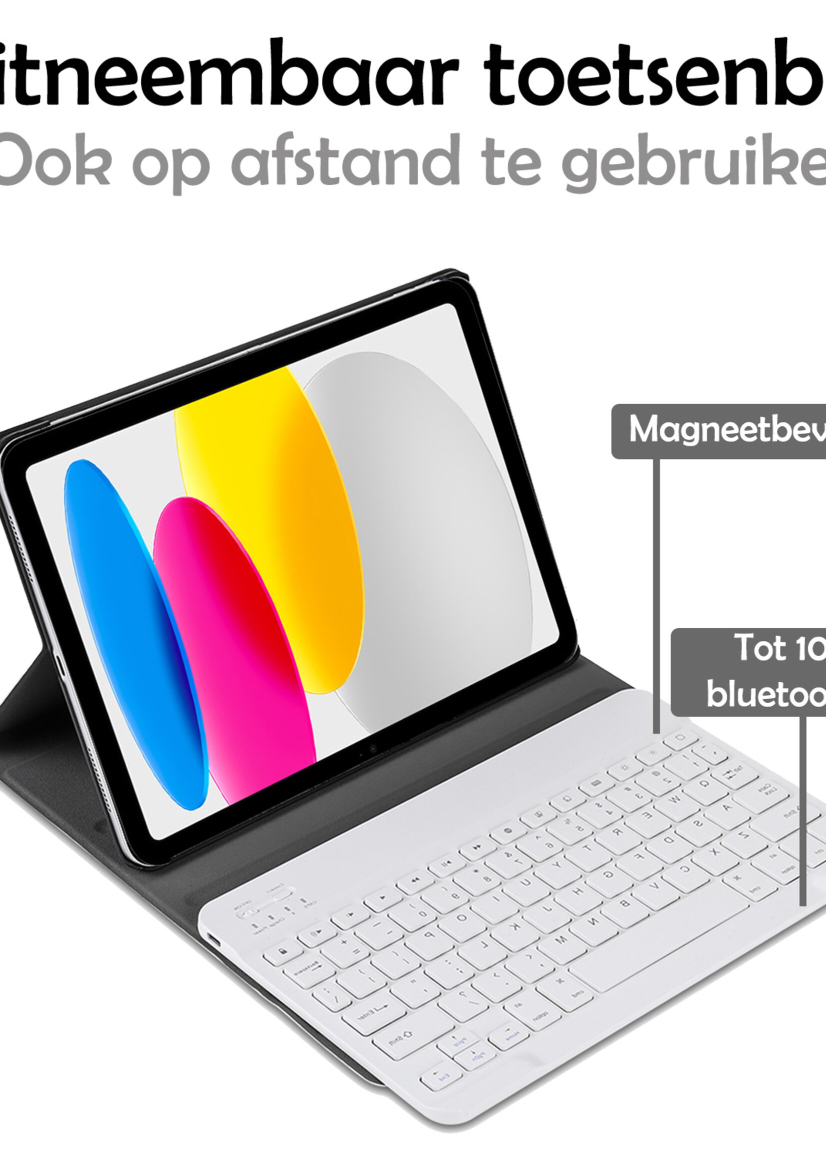 LUQ Hoes Geschikt voor iPad 2022 Hoes Keyboard Cover Toetsenbord Hoesje - Hoesje Geschikt voor iPad 10 Toetsenbord Hoes - Rosé goud