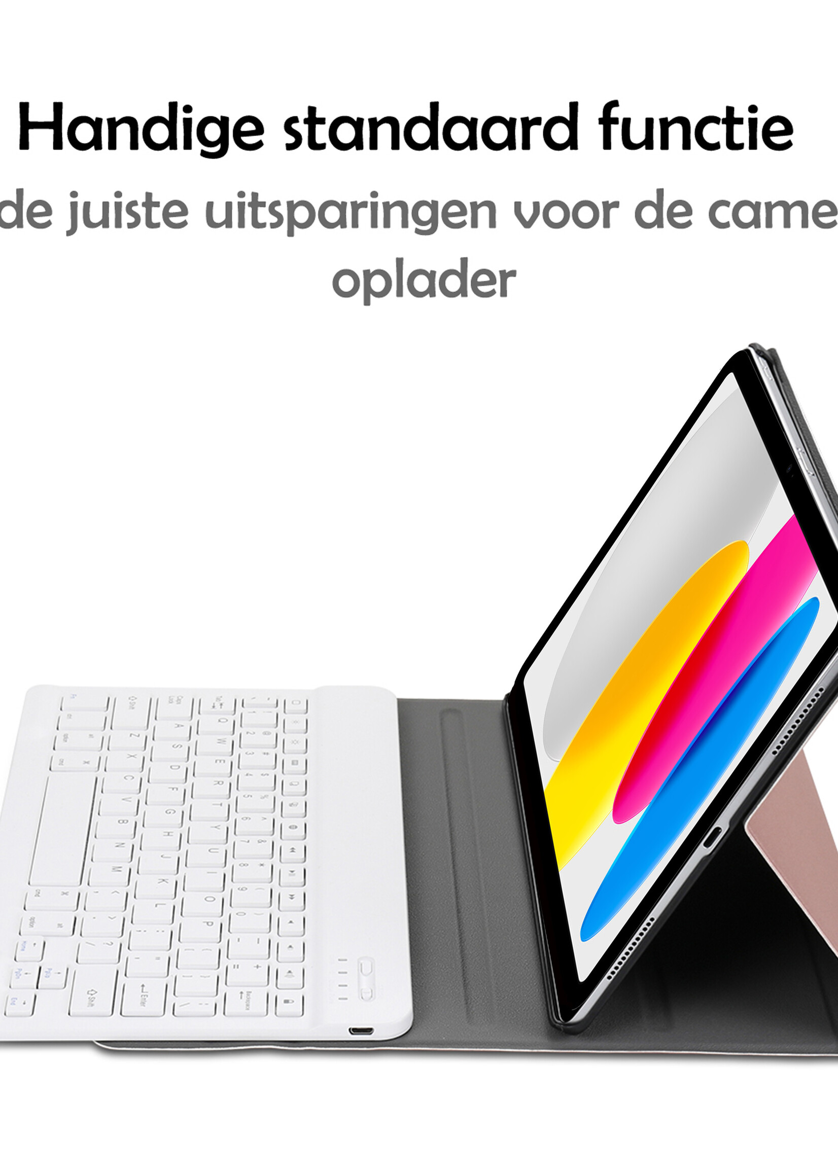 LUQ Hoes Geschikt voor iPad 2022 Hoes Keyboard Cover Toetsenbord Hoesje - Hoesje Geschikt voor iPad 10 Toetsenbord Hoes - Rosé goud