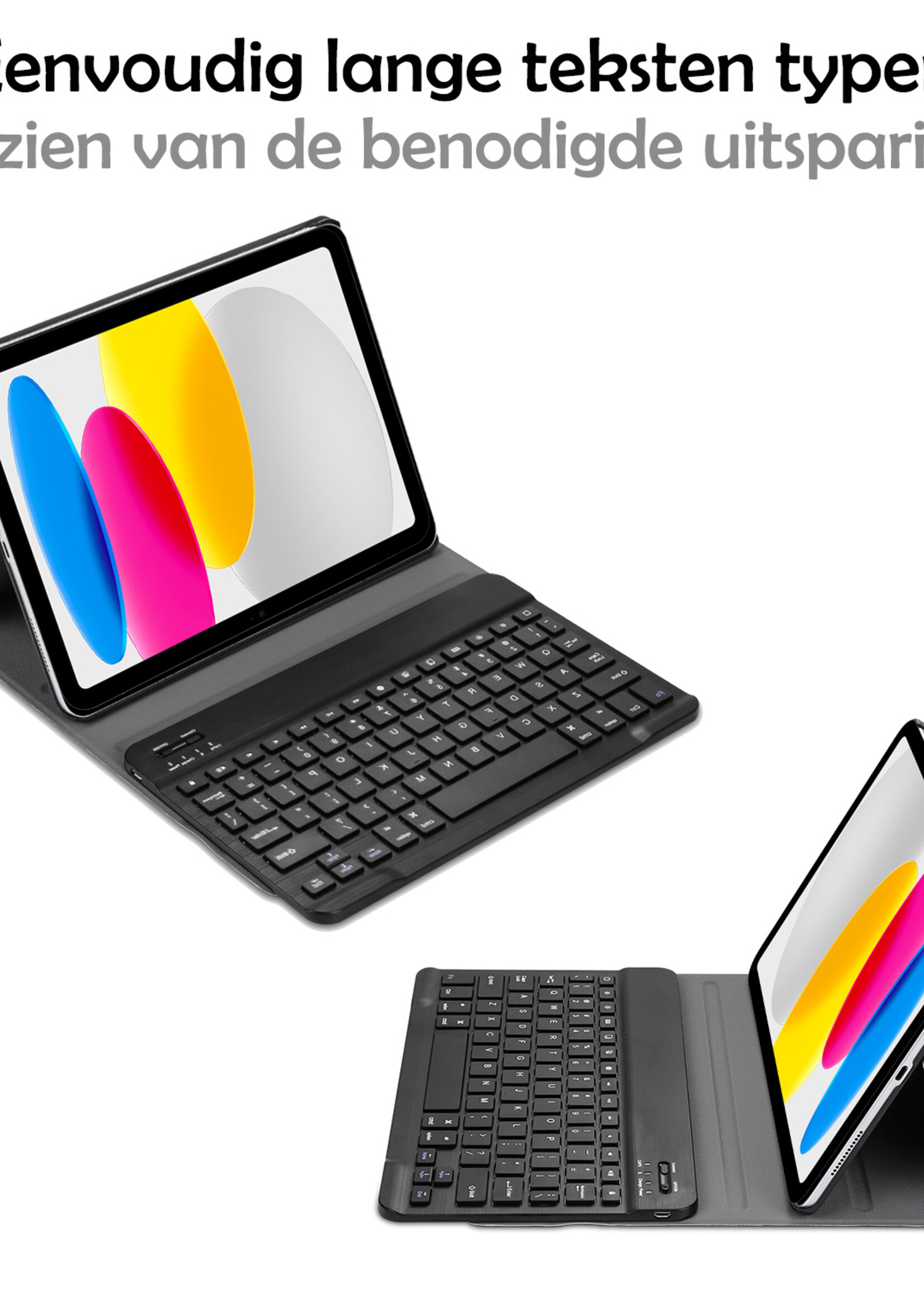 LUQ Hoes Geschikt voor iPad 2022 Hoes Keyboard Cover Toetsenbord Hoesje - Hoesje Geschikt voor iPad 10 Toetsenbord Hoes - Zwart