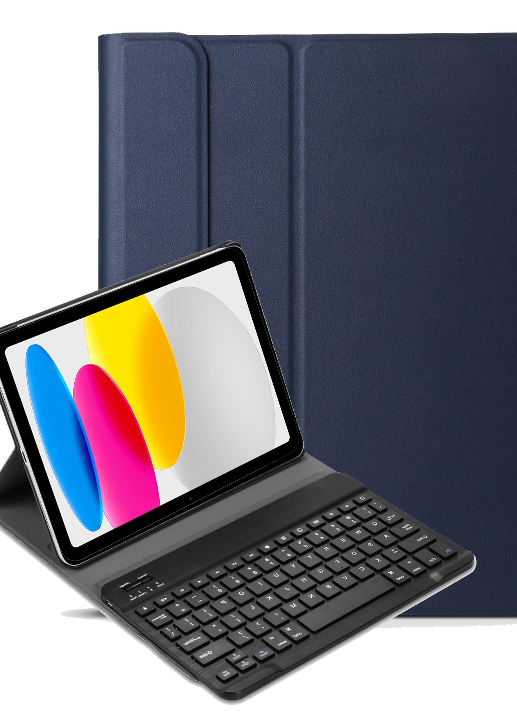 LUQ Hoes Geschikt voor iPad 2022 Hoes Keyboard Cover Toetsenbord Hoesje - Hoesje Geschikt voor iPad 10 Toetsenbord Hoes - Donkerblauw