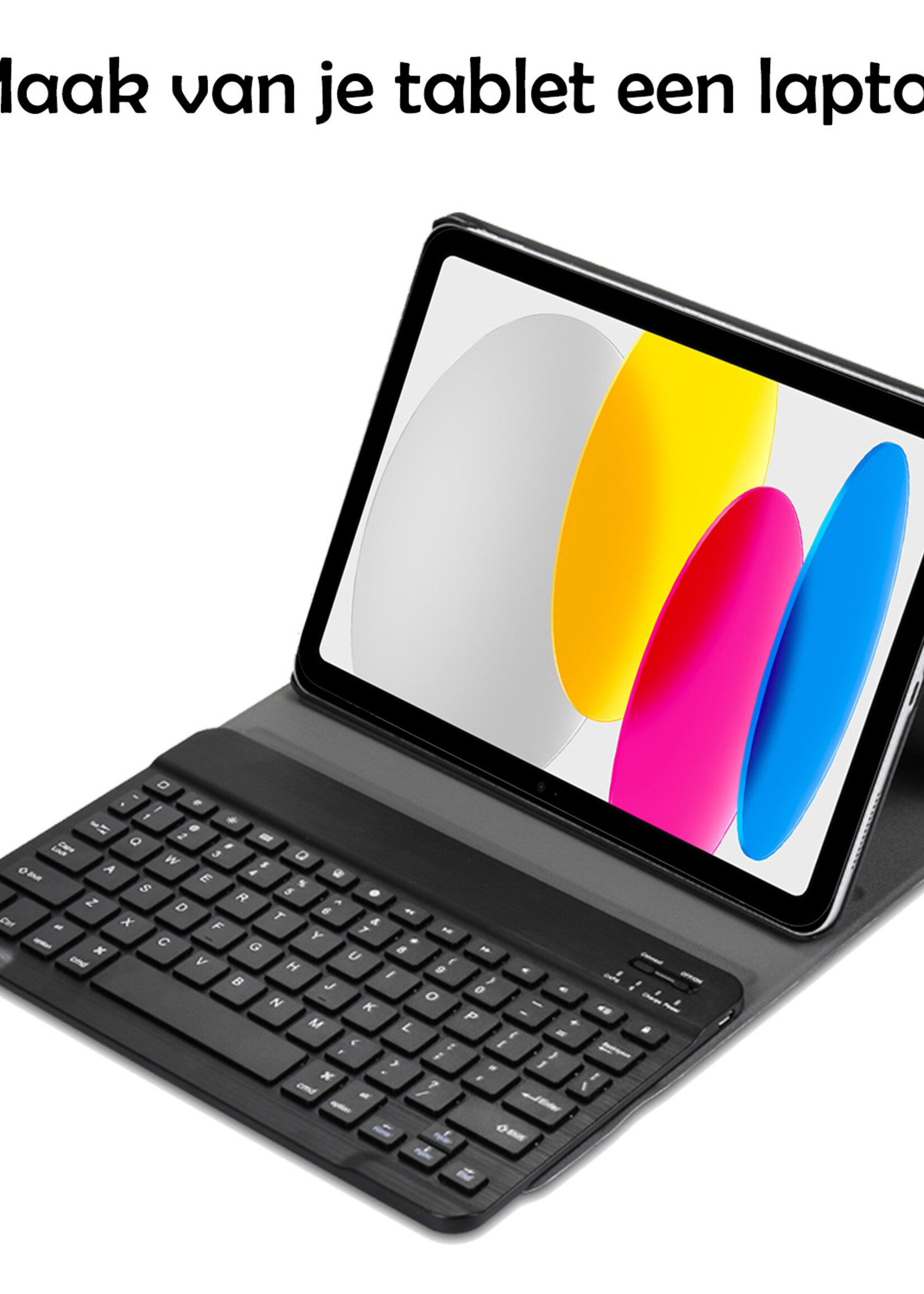 LUQ Hoes Geschikt voor iPad 2022 Hoes Keyboard Cover Toetsenbord Hoesje - Hoesje Geschikt voor iPad 10 Toetsenbord Hoes - Donkerblauw