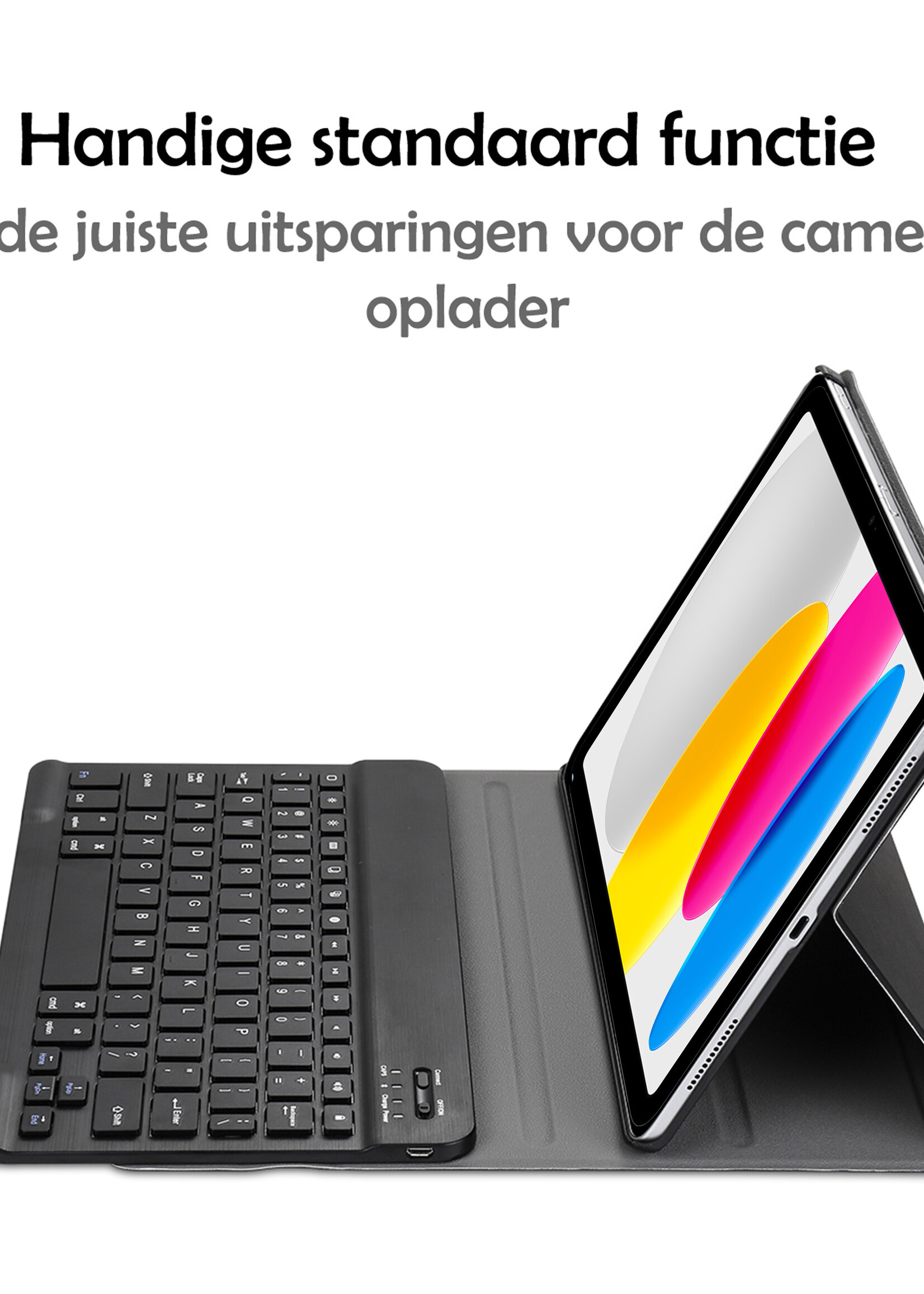 LUQ Hoes Geschikt voor iPad 2022 Hoes Keyboard Cover Toetsenbord Hoesje - Hoesje Geschikt voor iPad 10 Toetsenbord Hoes - Donkerblauw