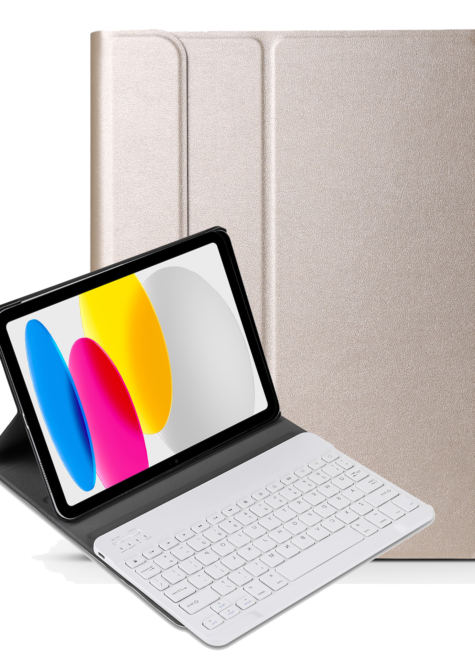 LUQ Hoes Geschikt voor iPad 2022 Hoes Keyboard Cover Toetsenbord Hoesje - Hoesje Geschikt voor iPad 10 Toetsenbord Hoes - Goud