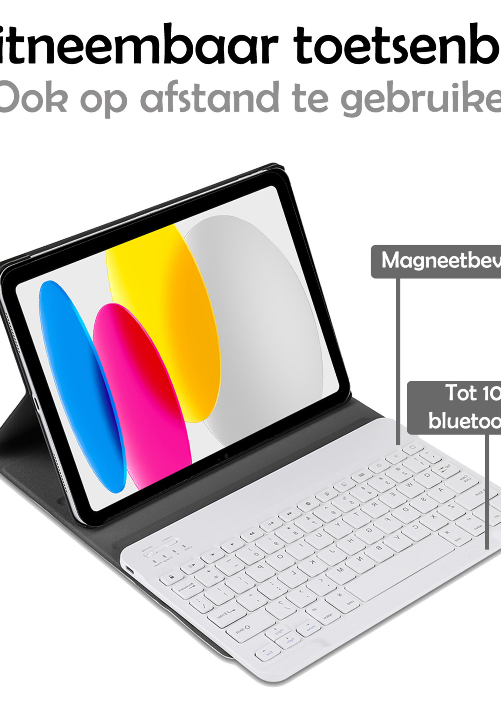 LUQ Hoes Geschikt voor iPad 2022 Hoes Keyboard Cover Toetsenbord Hoesje - Hoesje Geschikt voor iPad 10 Toetsenbord Hoes - Goud