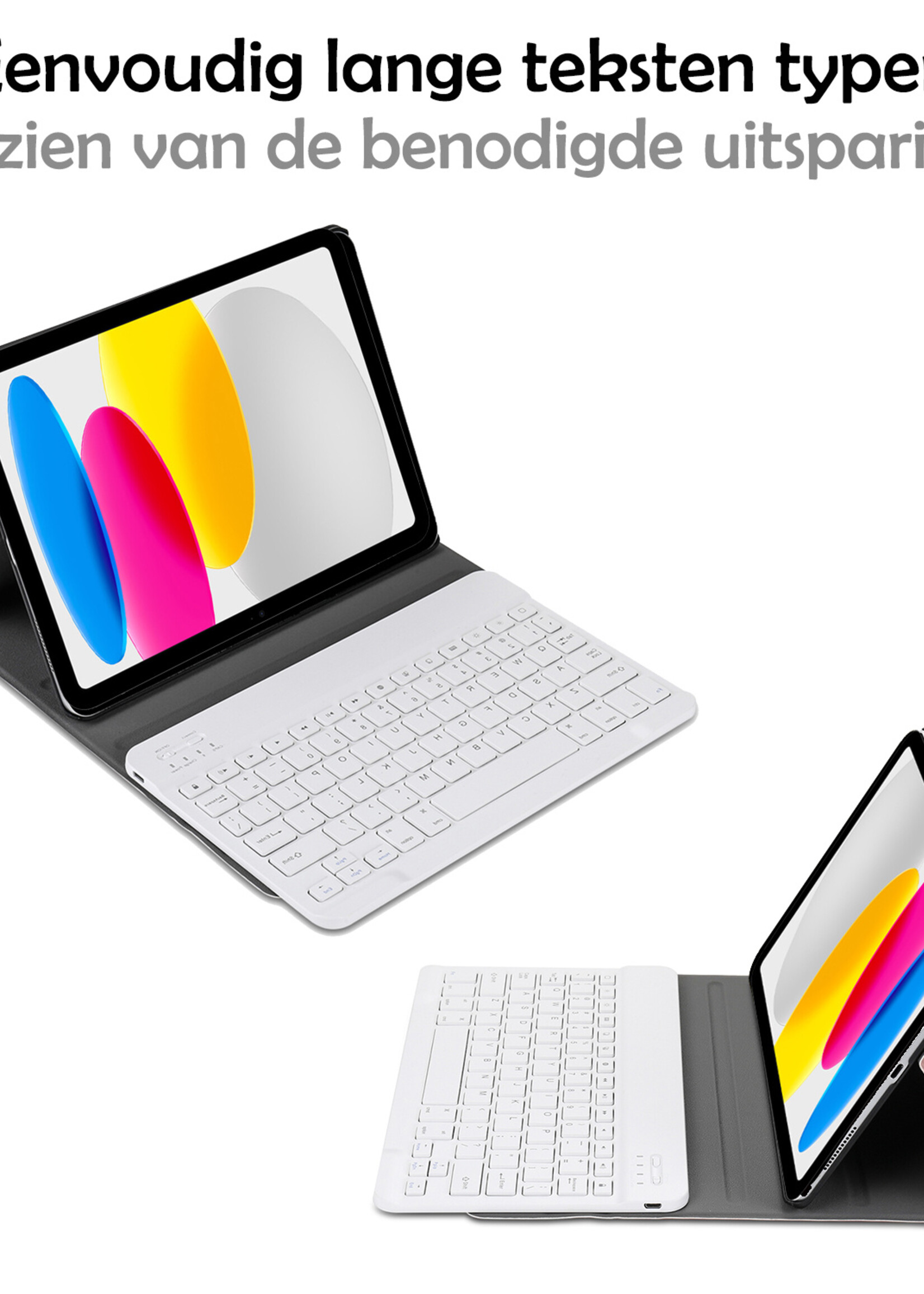 LUQ Hoes Geschikt voor iPad 2022 Hoes Keyboard Cover Toetsenbord Hoesje Met Screenprotector - Hoesje Geschikt voor iPad 10 Toetsenbord Hoes - Goud