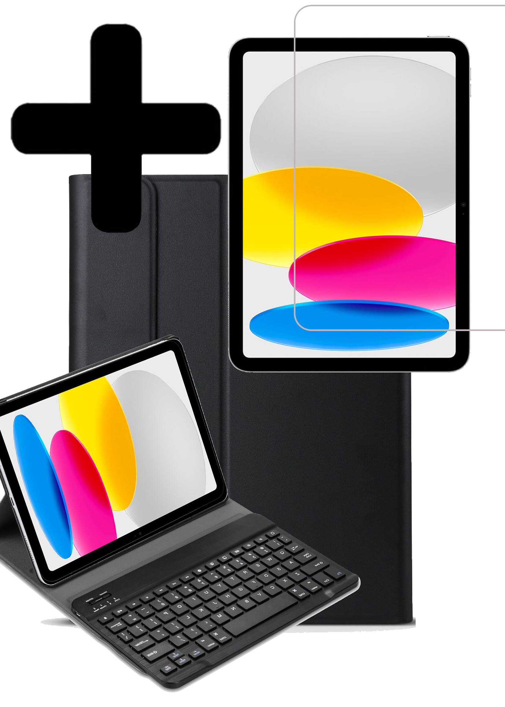 LUQ Hoes Geschikt voor iPad 2022 Hoes Keyboard Cover Toetsenbord Hoesje Met Screenprotector - Hoesje Geschikt voor iPad 10 Toetsenbord Hoes - Zwart