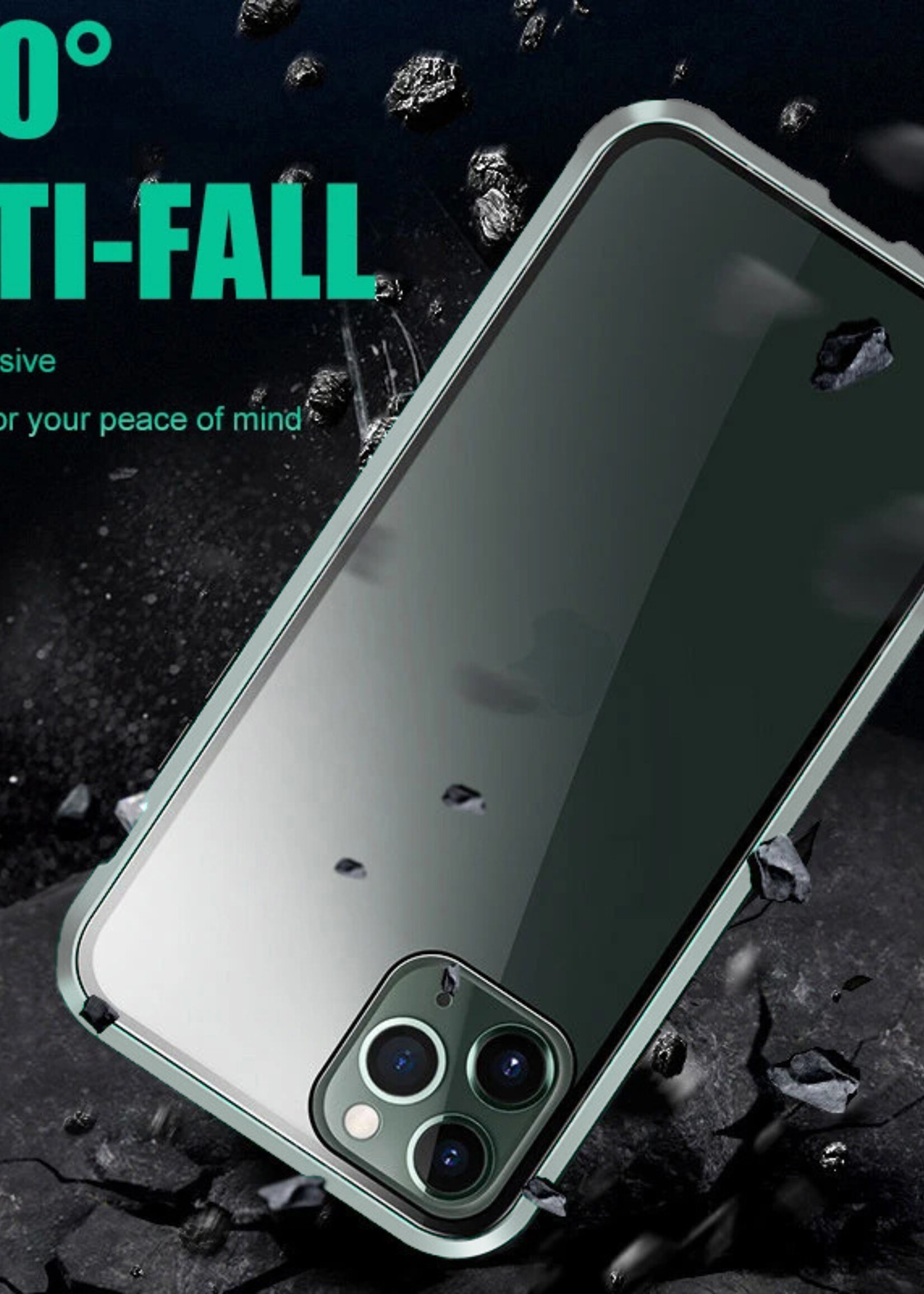 LUQ Hoesje Geschikt voor iPhone 11 Hoesje Magnetische Adsorptie Back Case - Hoes Geschikt voor iPhone 11 Hoesje Met Metalen Frame - Zilver - 2 Stuks