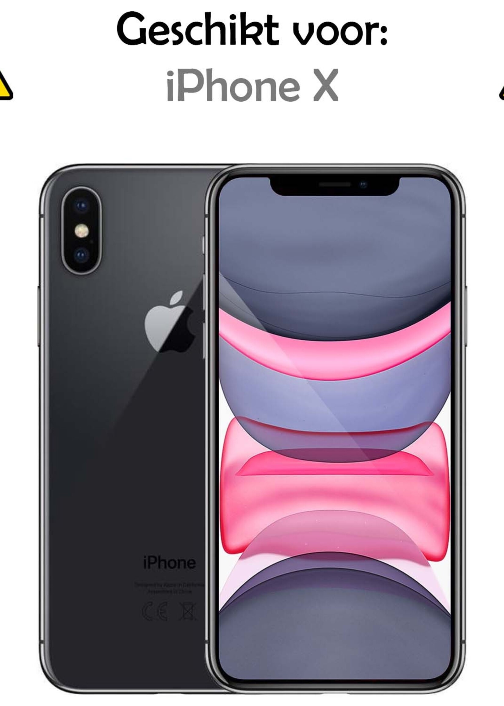 LUQ Hoesje Geschikt voor iPhone X Hoesje Magnetische Adsorptie Back Case - Hoes Geschikt voor iPhone X Hoesje Met Metalen Frame - Zwart