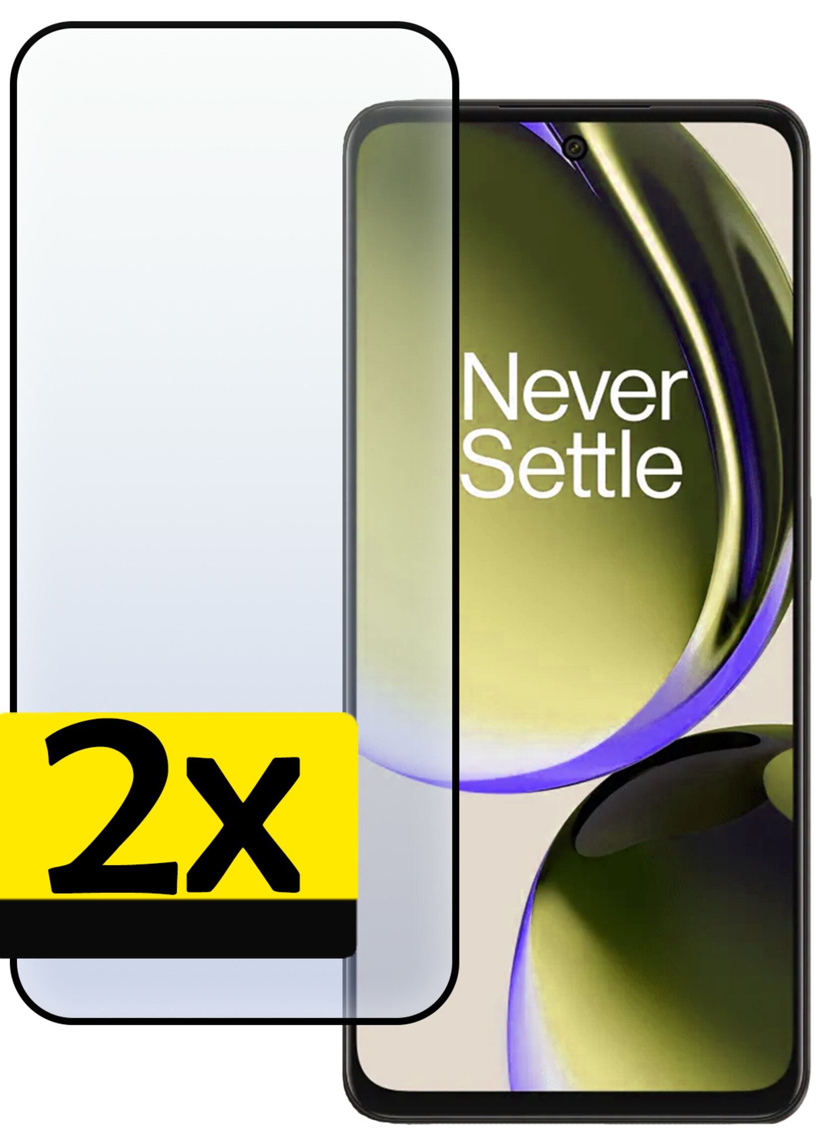 LUQ Screenprotector Geschikt voor OnePlus Nord CE 3 Lite Screenprotector Glas Full Cover - Screenprotector Geschikt voor OnePlus Nord CE 3 Lite Screenprotector Full Cover - 2 Stuks