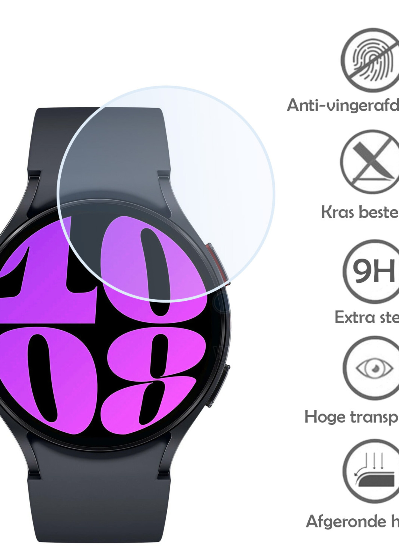 LUQ Screenprotector Geschikt voor Samsung Watch 6 40 mm Screenprotector Bescherm Glas Screen Protector - Screenprotector Geschikt voor Samsung Galaxy Watch 6 (40 mm) Gehard Glas