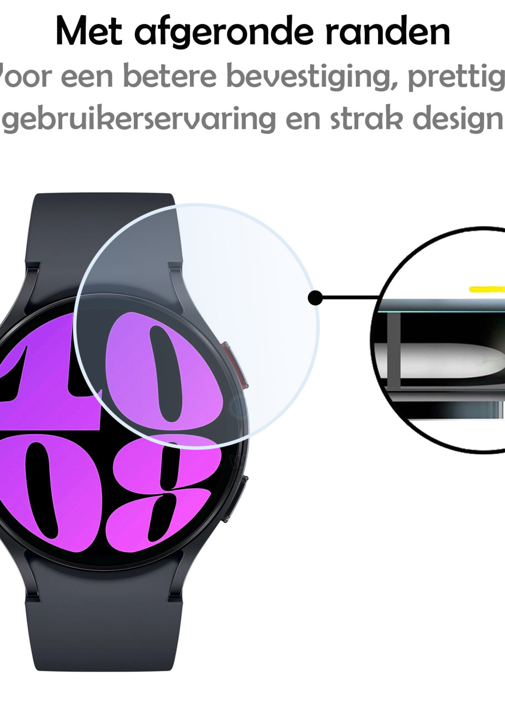 LUQ Screenprotector Geschikt voor Samsung Watch 6 40 mm Screenprotector Bescherm Glas Screen Protector - Screenprotector Geschikt voor Samsung Galaxy Watch 6 (40 mm) Gehard Glas