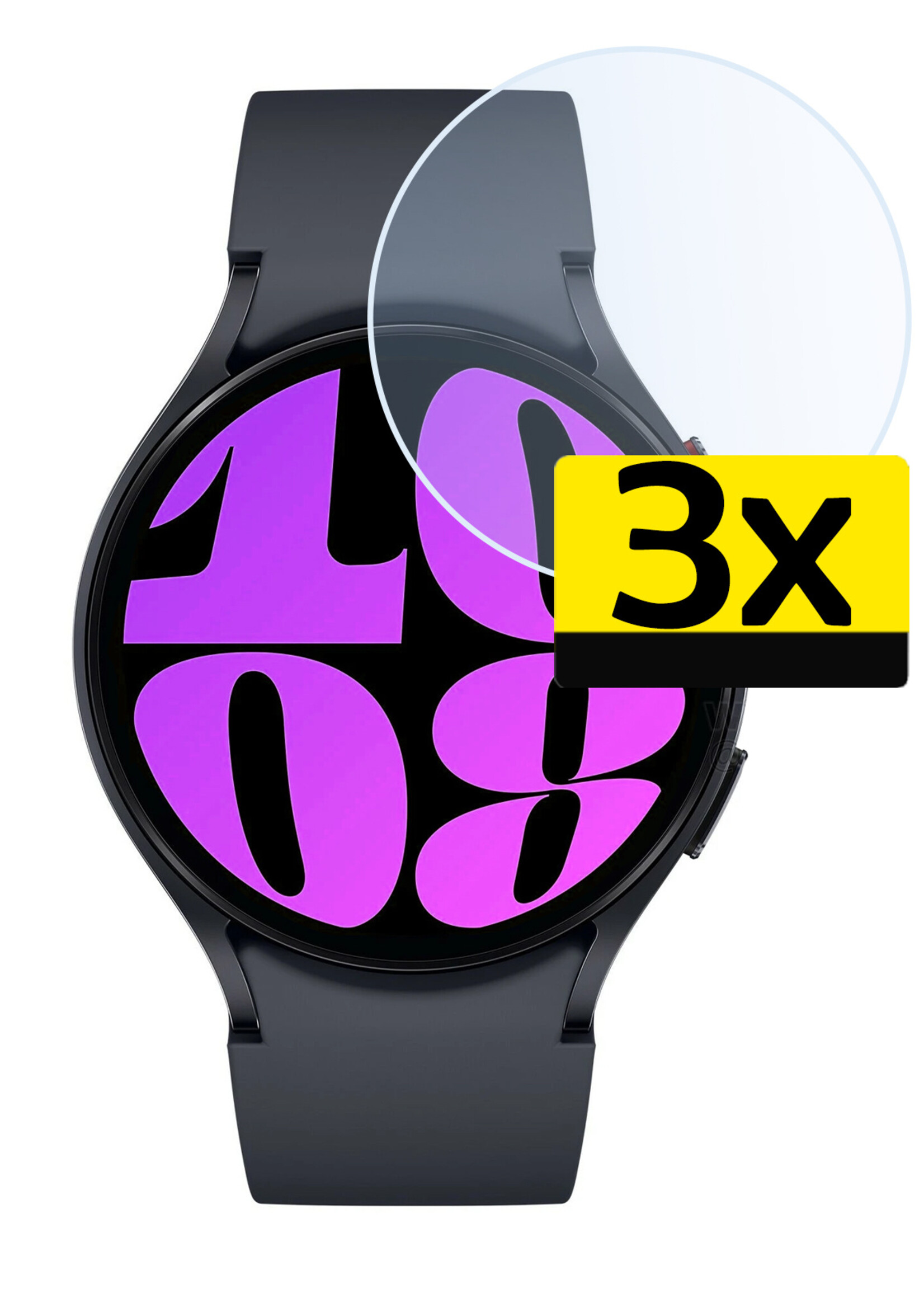 LUQ Screenprotector Geschikt voor Samsung Watch 6 44 mm Screenprotector Bescherm Glas Screen Protector - Screenprotector Geschikt voor Samsung Galaxy Watch 6 (44 mm) Gehard Glas - 3 Stuks