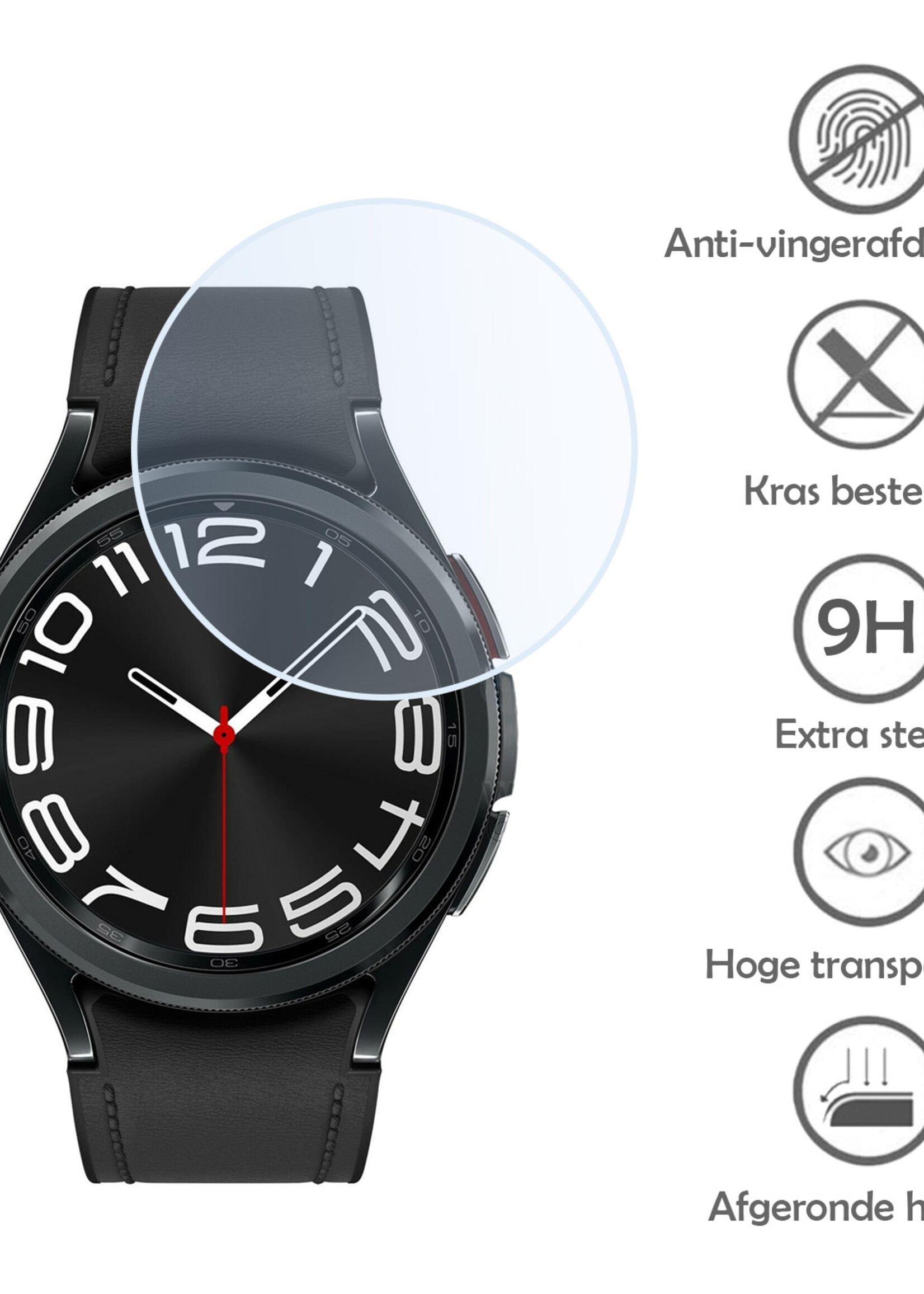LUQ Screenprotector Geschikt voor Samsung Watch 6 Classic 43 mm Screenprotector Bescherm Glas Screen Protector - Screenprotector Geschikt voor Samsung Galaxy Watch 6 Classic (43 mm) Gehard Glas - 3 Stuks
