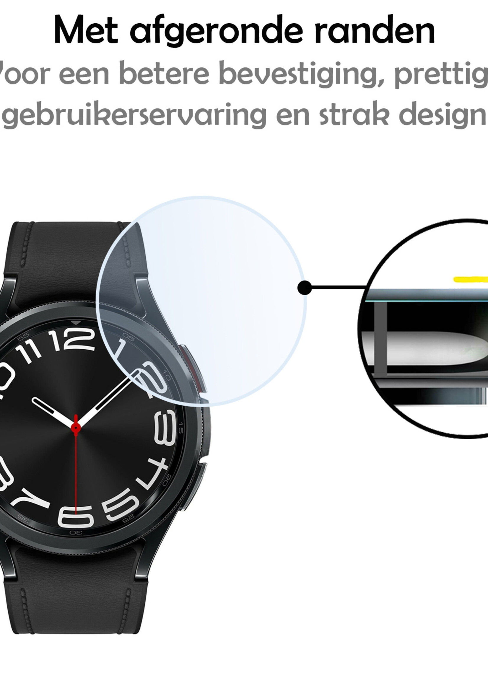 LUQ Screenprotector Geschikt voor Samsung Watch 6 Classic 47 mm Screenprotector Bescherm Glas Screen Protector - Screenprotector Geschikt voor Samsung Galaxy Watch 6 Classic (47 mm) Gehard Glas - 3 Stuks