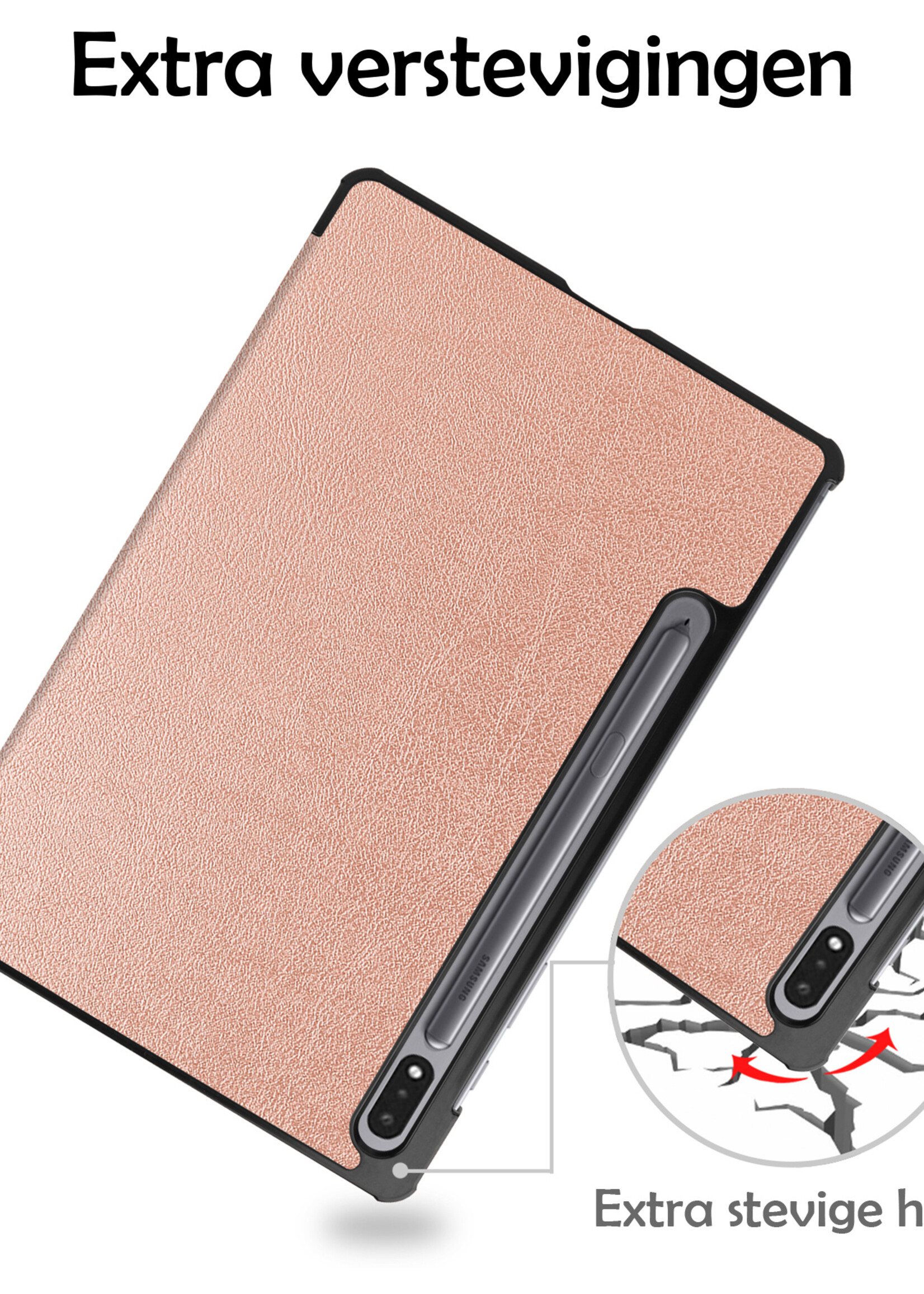 LUQ Hoes Geschikt voor Samsung Galaxy Tab S9 Hoes Luxe Hoesje Case Met Uitsparing Geschikt voor S Pen - Hoesje Geschikt voor Samsung Tab S9 Hoes Cover - Rosé goud