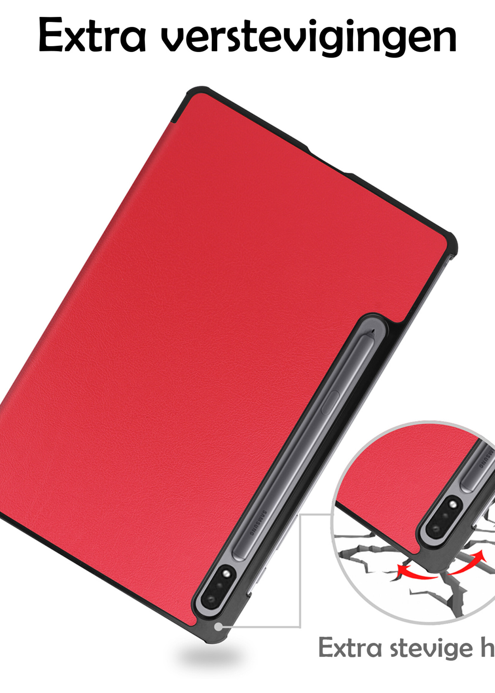 LUQ Hoes Geschikt voor Samsung Galaxy Tab S9 Hoes Luxe Hoesje Case Met Uitsparing Geschikt voor S Pen - Hoesje Geschikt voor Samsung Tab S9 Hoes Cover - Rood