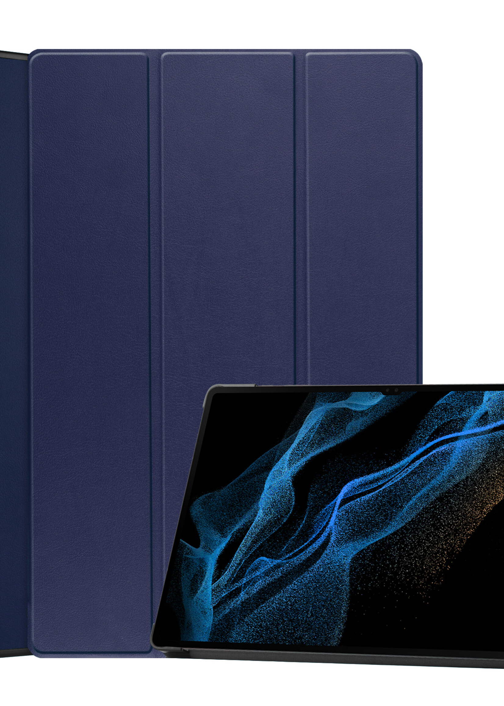 LUQ Hoes Geschikt voor Samsung Galaxy Tab S9 Ultra Hoes Luxe Hoesje Case Met Uitsparing Geschikt voor S Pen - Hoesje Geschikt voor Samsung Tab S9 Ultra Hoes Cover - Donkerblauw