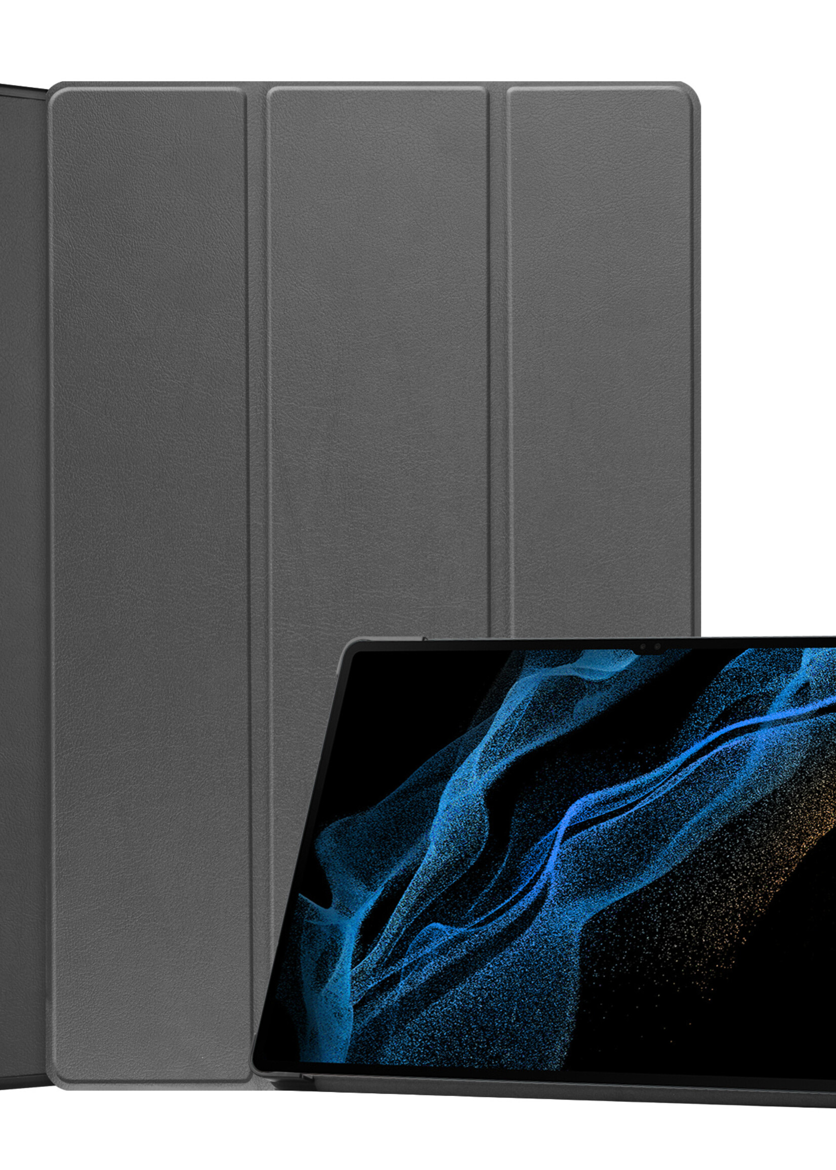 LUQ Hoes Geschikt voor Samsung Galaxy Tab S9 Ultra Hoes Luxe Hoesje Case Met Uitsparing Geschikt voor S Pen - Hoesje Geschikt voor Samsung Tab S9 Ultra Hoes Cover - Grijs